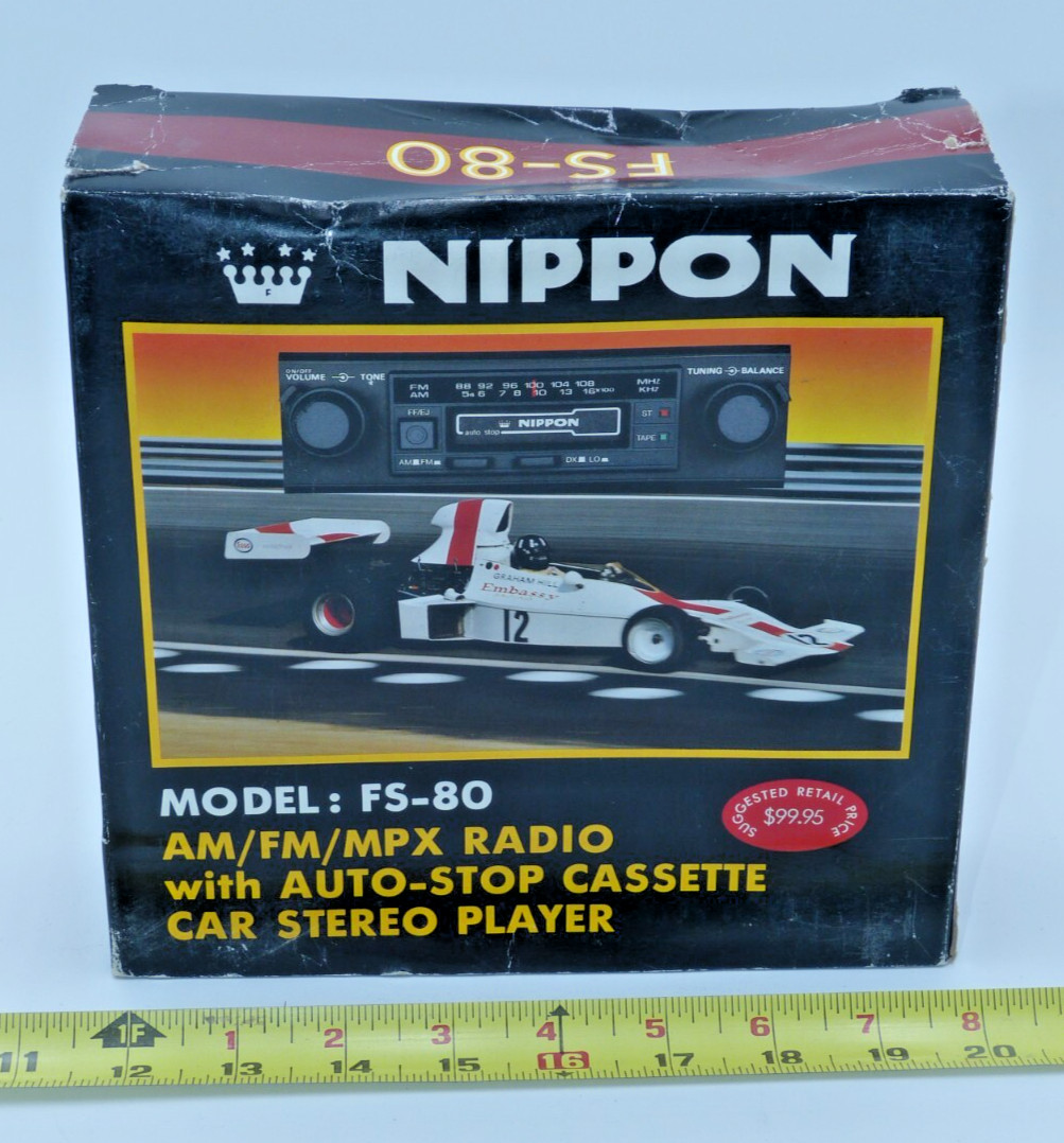 NIPPON FS-80 CAR CASSETTE STEREO TAPE PLAYER WITH AM/FM -MPX RADIO new/old stock