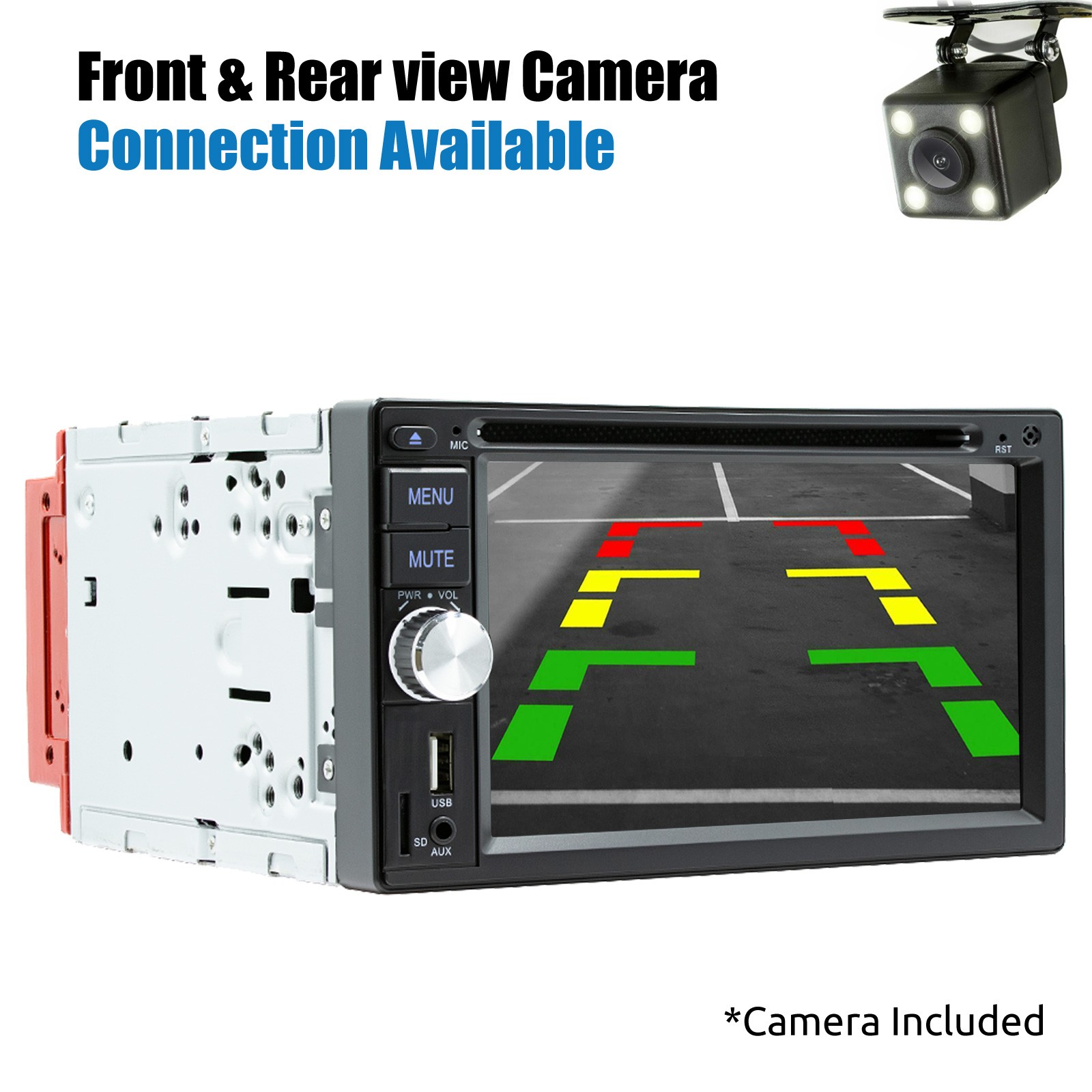 6.2″ 2 DIN Carplay Android Auto Stereo Radio CD DVD Player Bluetooth FM AM CAM