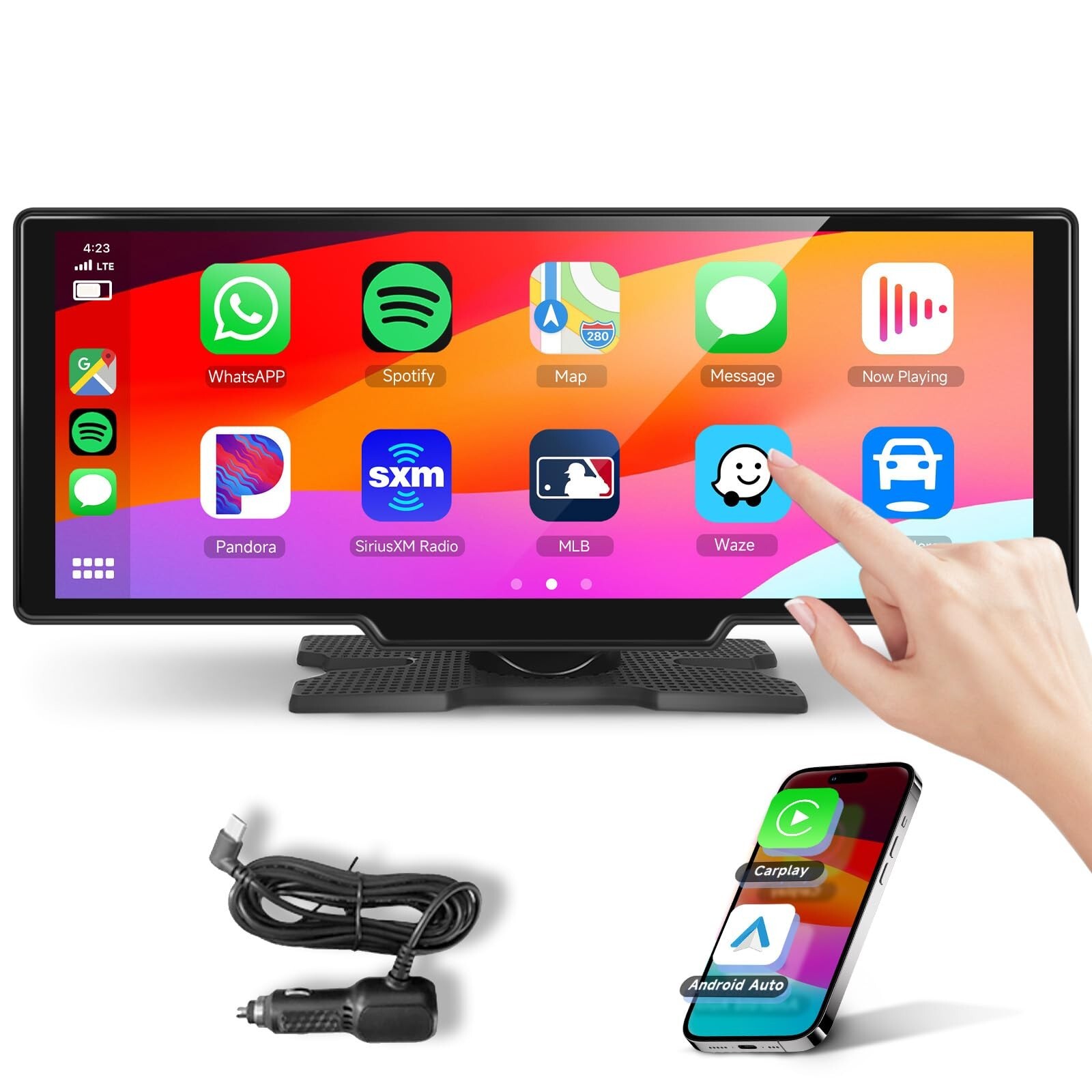 Podofo 10.26 inch Carplay Screen for Car with Wireless Carplay Android Auto M…