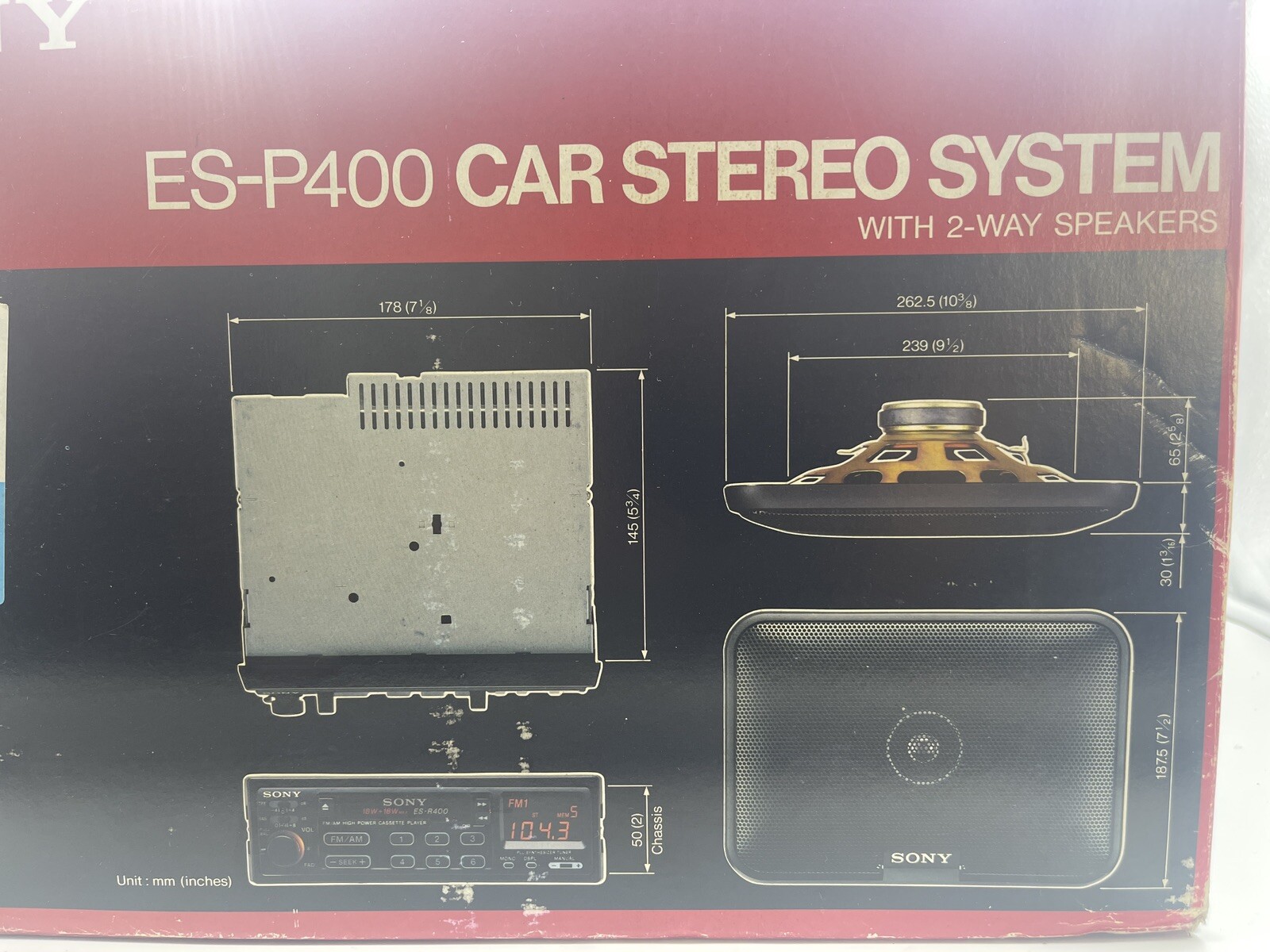 RARE Vintage SONY ES-P400 CAR STEREO CASSETTE , Radio & Speaker System NEW