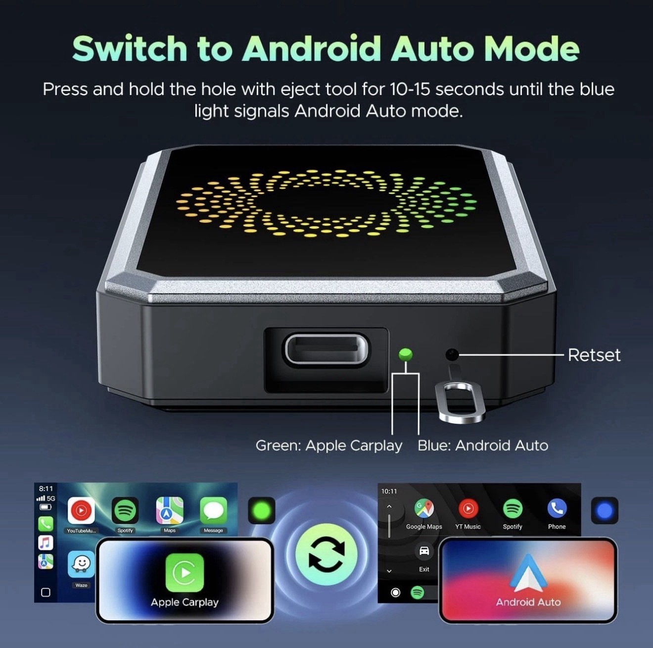 Wireless CarPlay WIFI AI box Android Auto Adapter Converter w/ Netflix YouTube