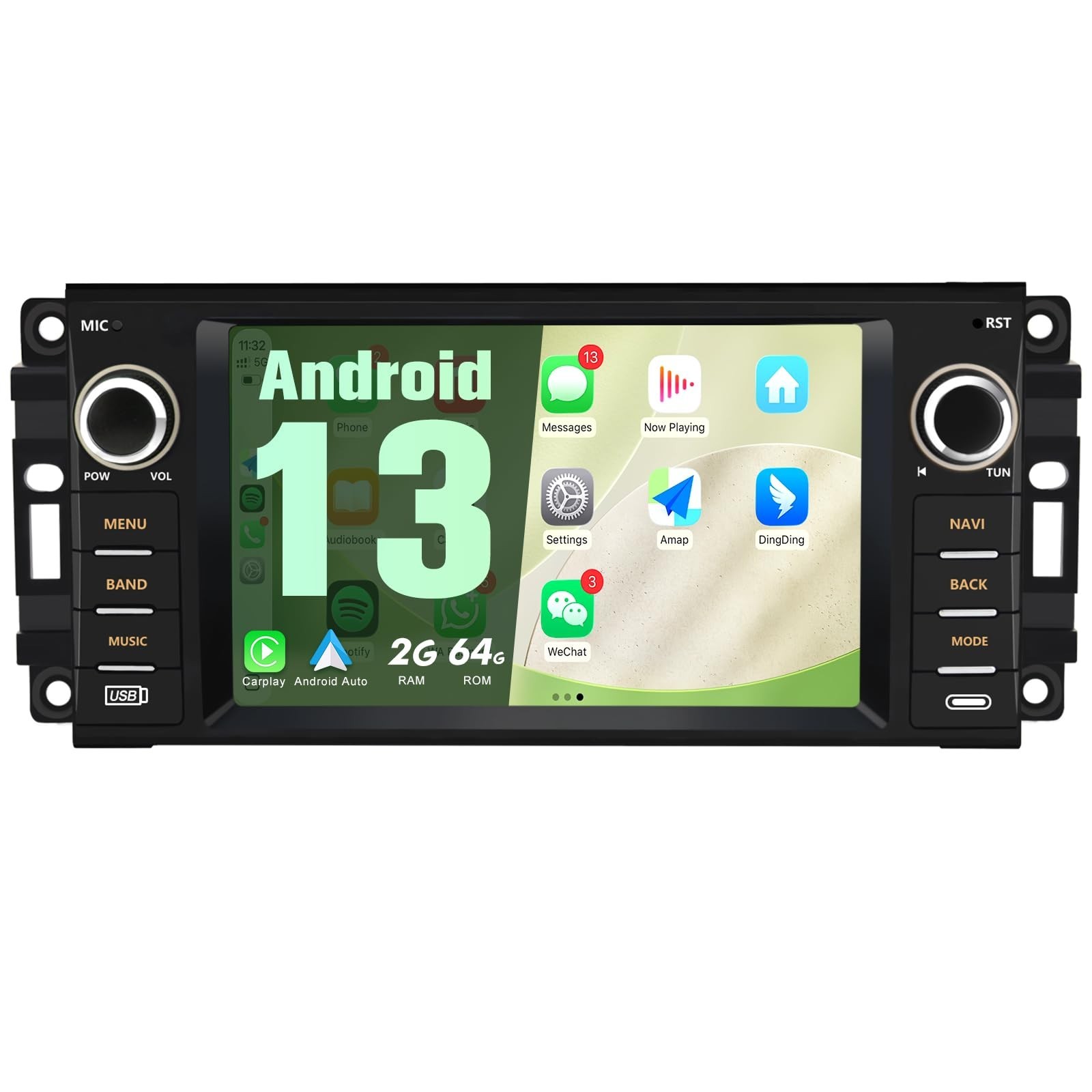 Android Radio for Jeep 2007-2016, Dodge RAM 2009-2012, 2GB+64GB, 7 inch Touch…
