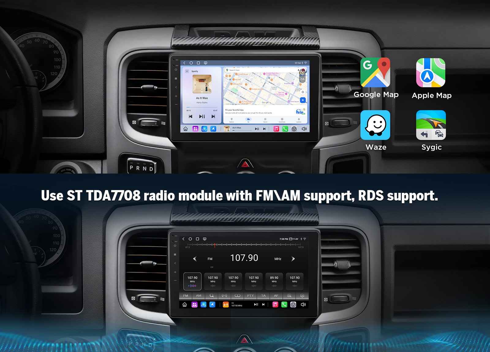 Eonon DGRMX6S2 6+64 9″ QLED Android Car Stereo Radio CarPlay GPS for Ram 1500 4G