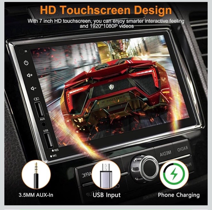 🔥7” Double Din Car Stereo with Wireless Apple CarPlay & Android Auto W Remote