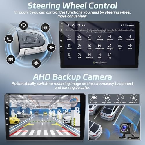 [2+64G] Wireless CarPlay Double Din Car Stereo Radio with Android Auto 9 Inch
