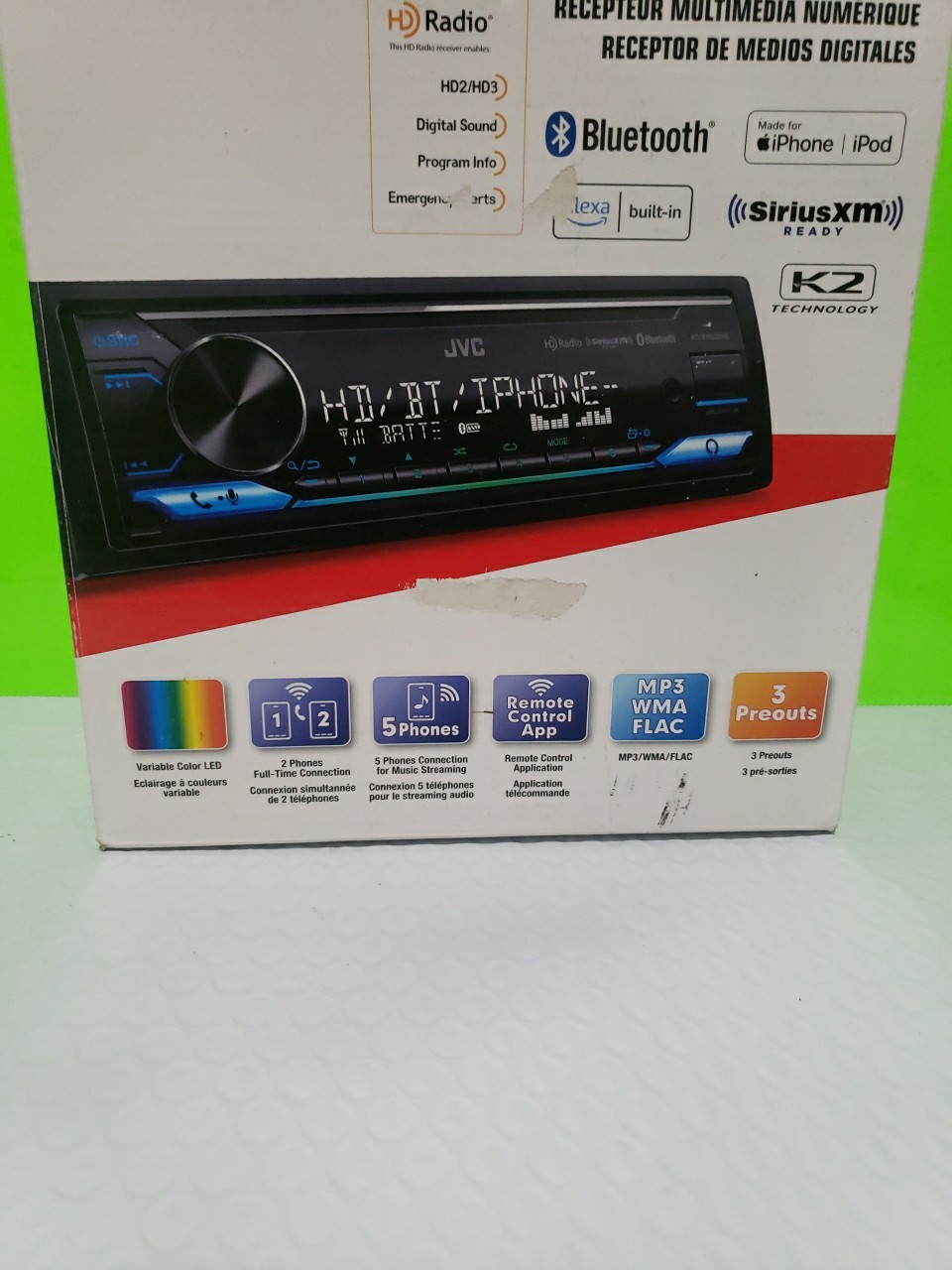 JVC KD-X480BHS Digital Media Receiver Bluetooth, USB HD Radio, SiriusXM Open Box