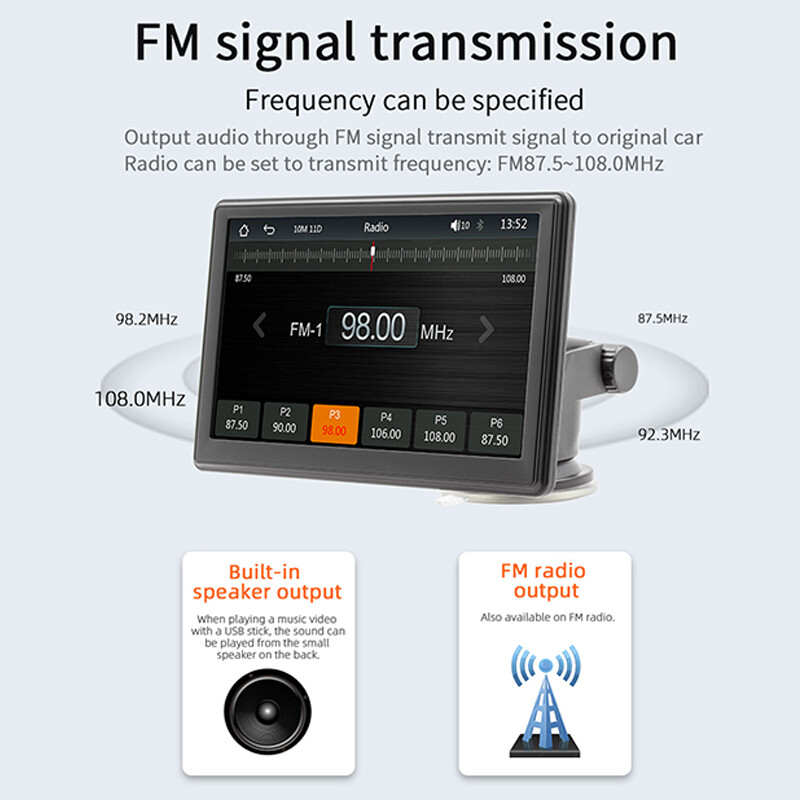 7″ Portable Carplay Android Auto Play Car Stereo FM Radio Touch Screen Bluetooth