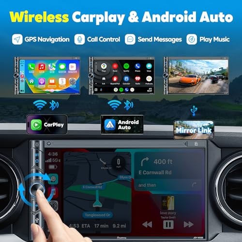 7 Inch Car Stereo Double Din Wireless Carplay Backup Cam