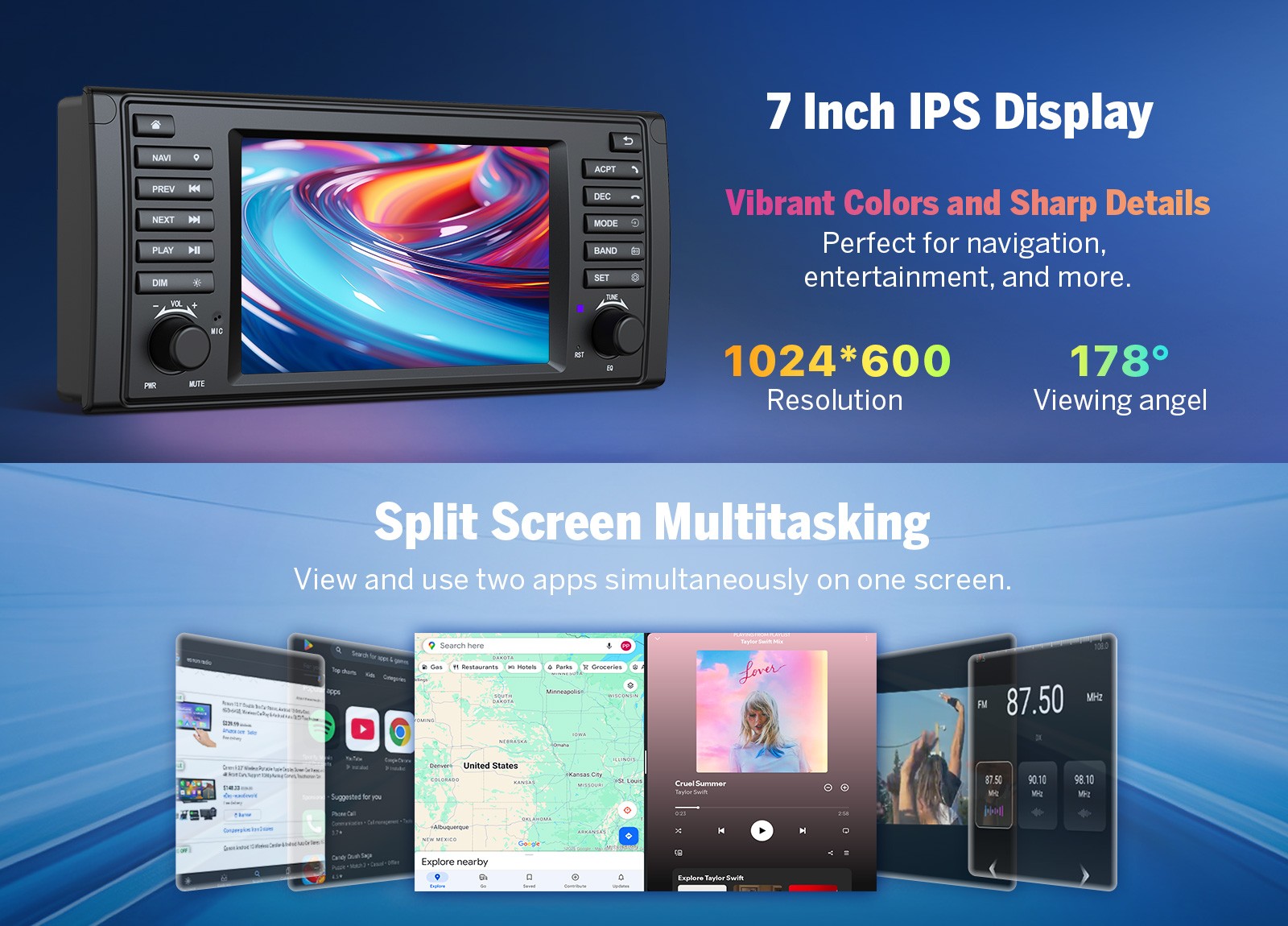 CAM+DVR+Android 14 4+64G 7″ for BMW E39 528i 530i Car Radio Stereo Apple CarPlay