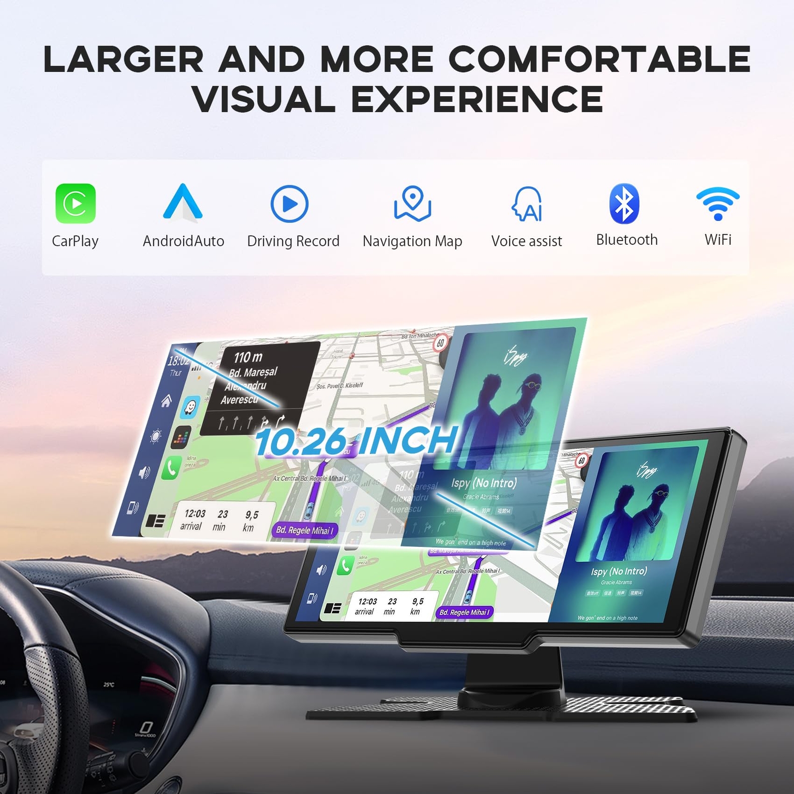 Wireless Carplay Screen For Car 10.26″ Hd Carplay And Android Auto Touch Screen