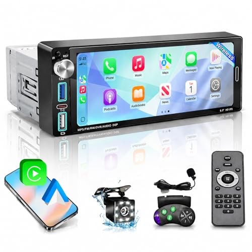 Single Din Touchscreen Radio,6.9″ HD IPS Single Din Car Stereo with Wireless