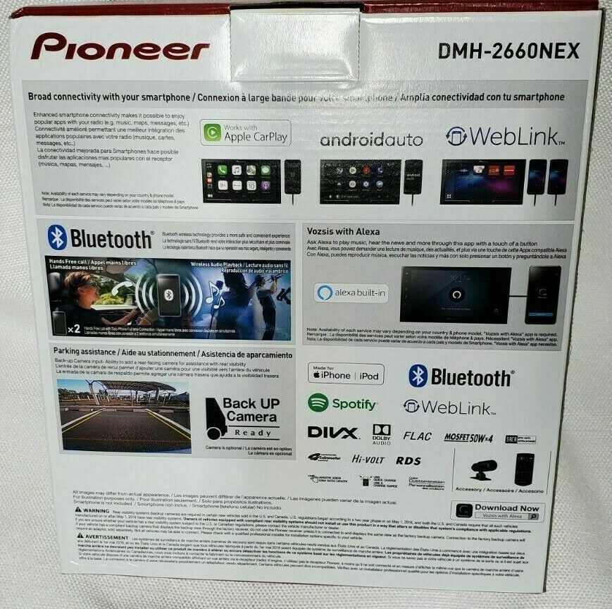 Pioneer DMH-2660NEX Bluetooth Media Apple CarPlay Android Auto XM HD Radio 6.8″