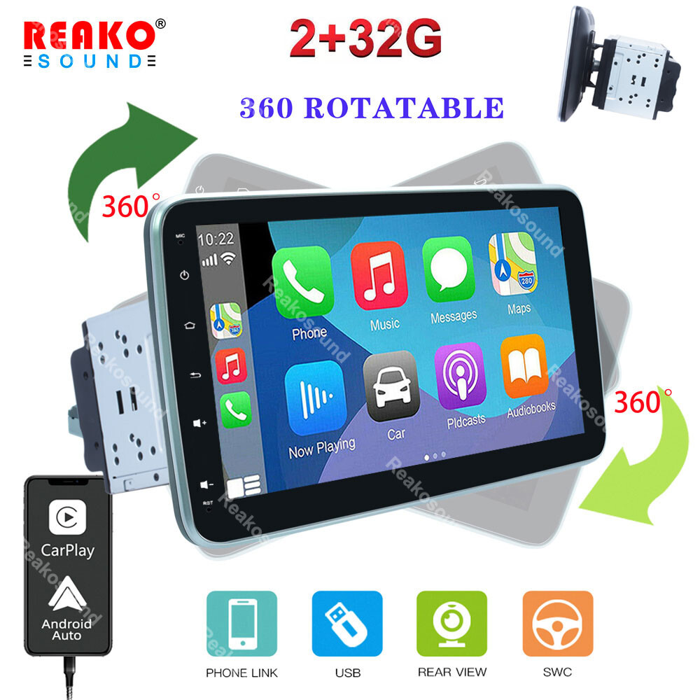 32G Android 13 Double 2DIN Rotatable 10.1” Car Stereo Radio Carplay GPS Wifi BT