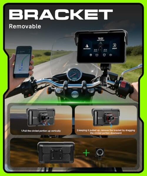 Motorcycle CarPlay Screen 5 Inch Wireless & 5 Inch with Removable Bracket