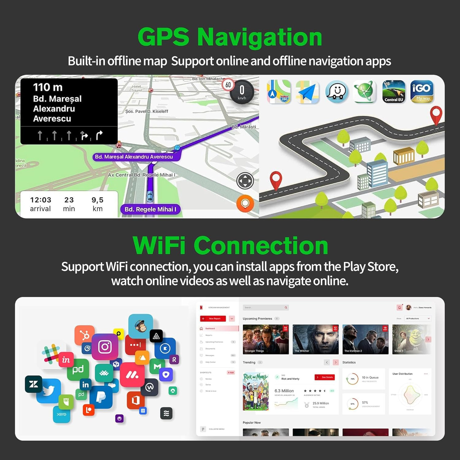 Android 13 Car Stereo with Wireless Apple Carplay Android Auto 9 Inch