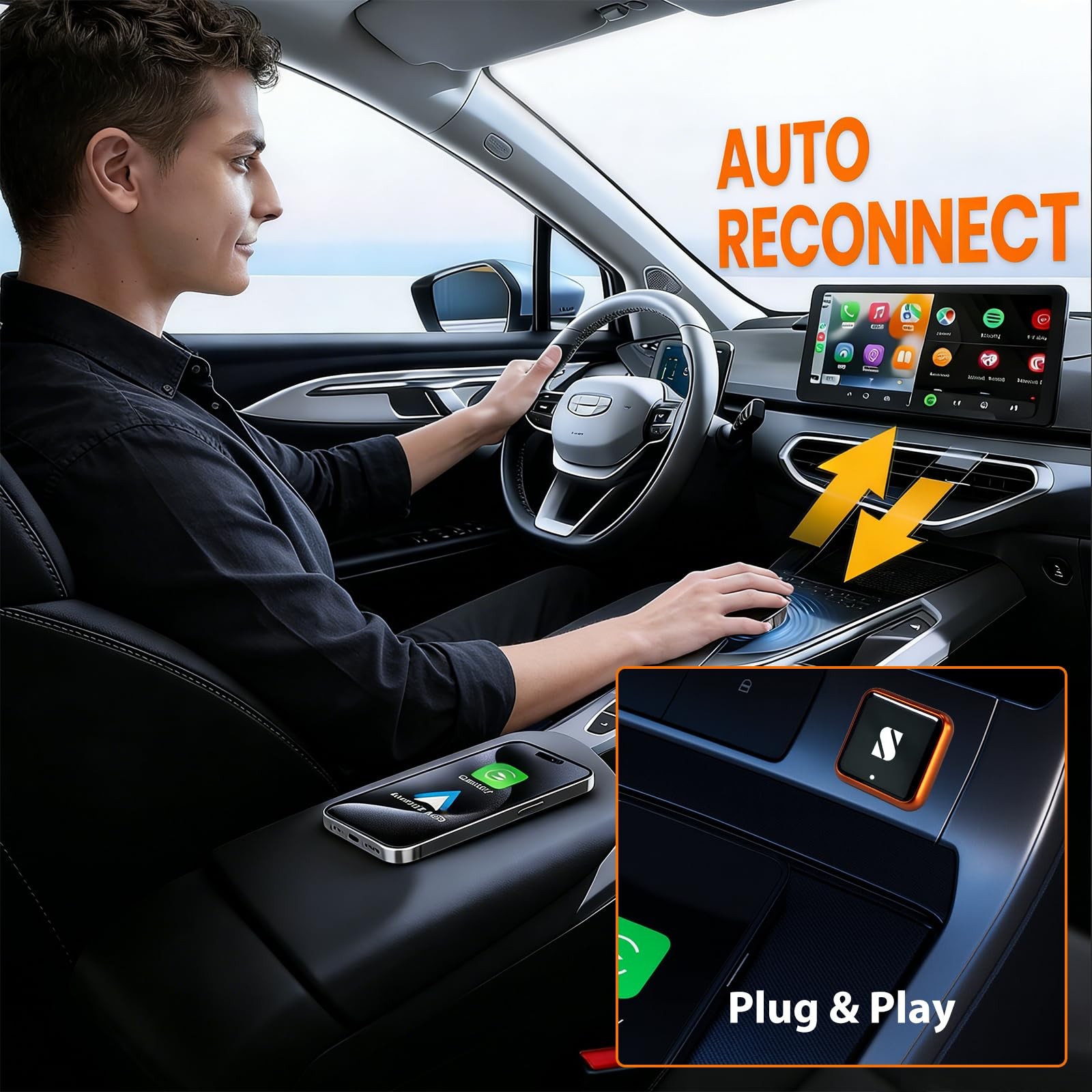 Wireless CarPlay Adapter & Android Car Wireless Adapter UK, for Apple CarPlay…