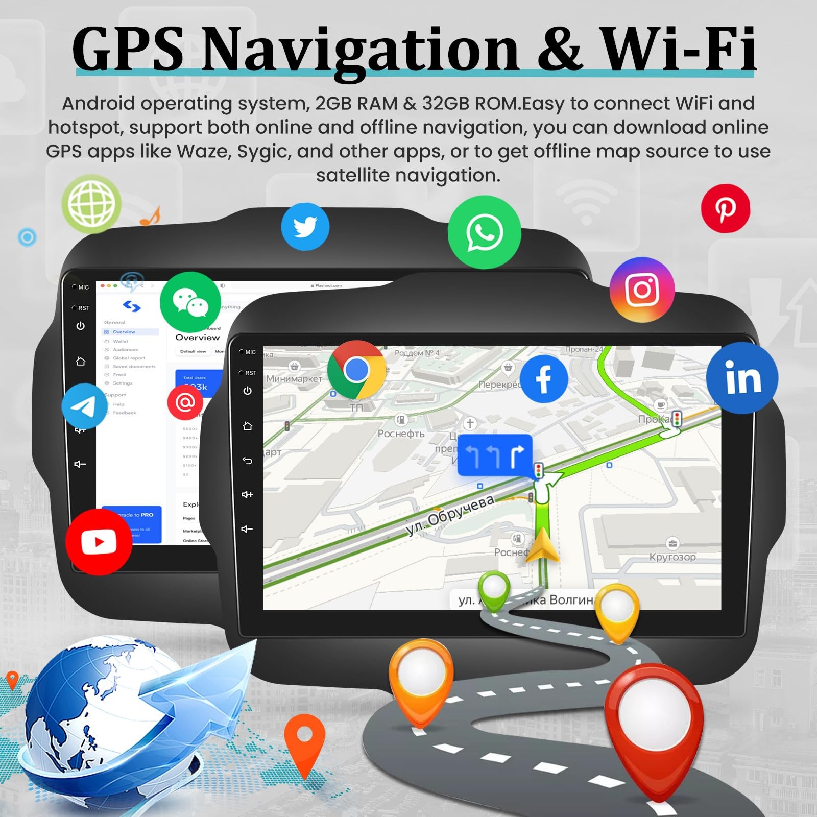 4+64G Android Auto Stereo Radio GPS Carplay NAVI RDS For Jeep Renegade 2015-2020