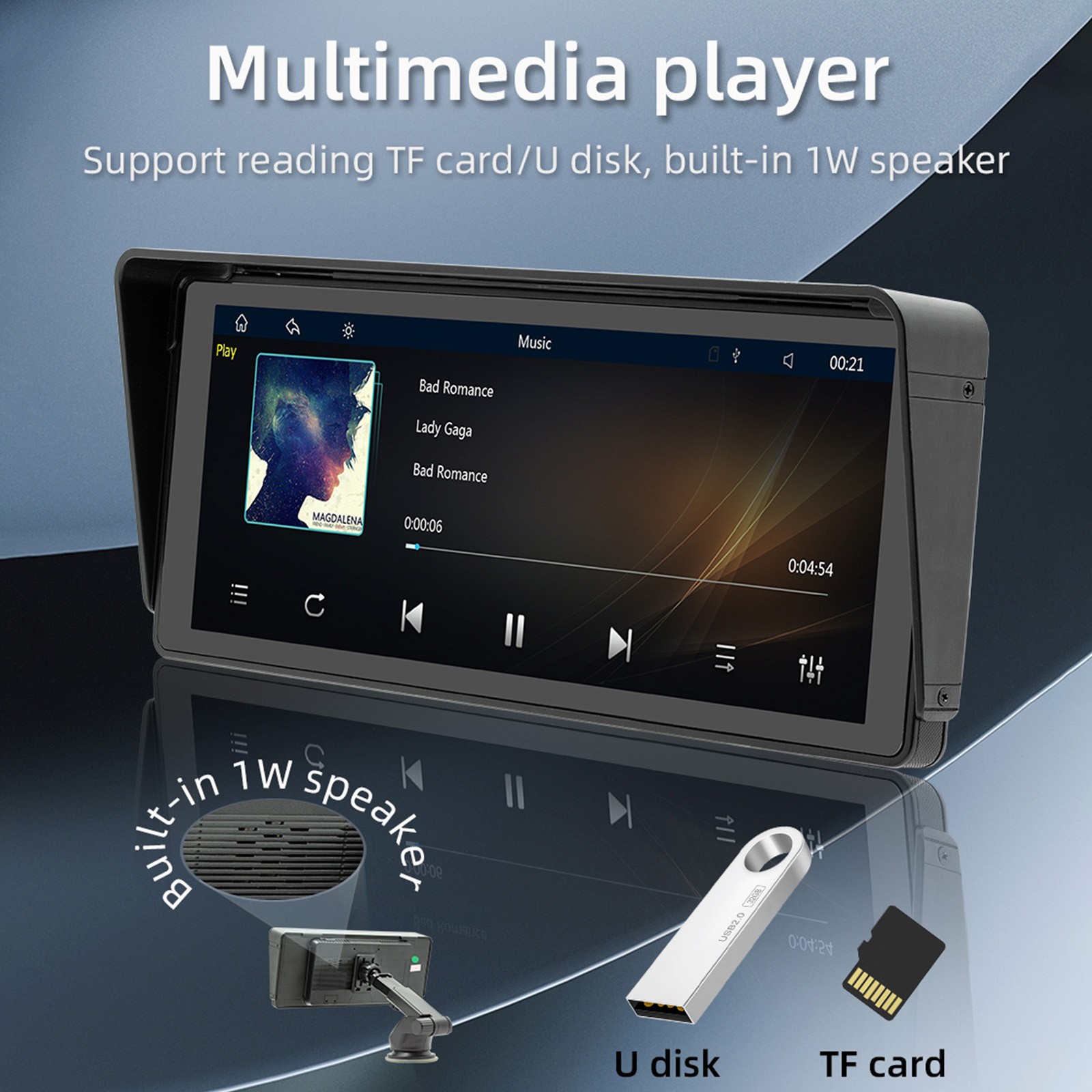 10.26″ Car MP5 Player Bluetooth Car FM Transmitter Wireless Carplay 4 LED Camera