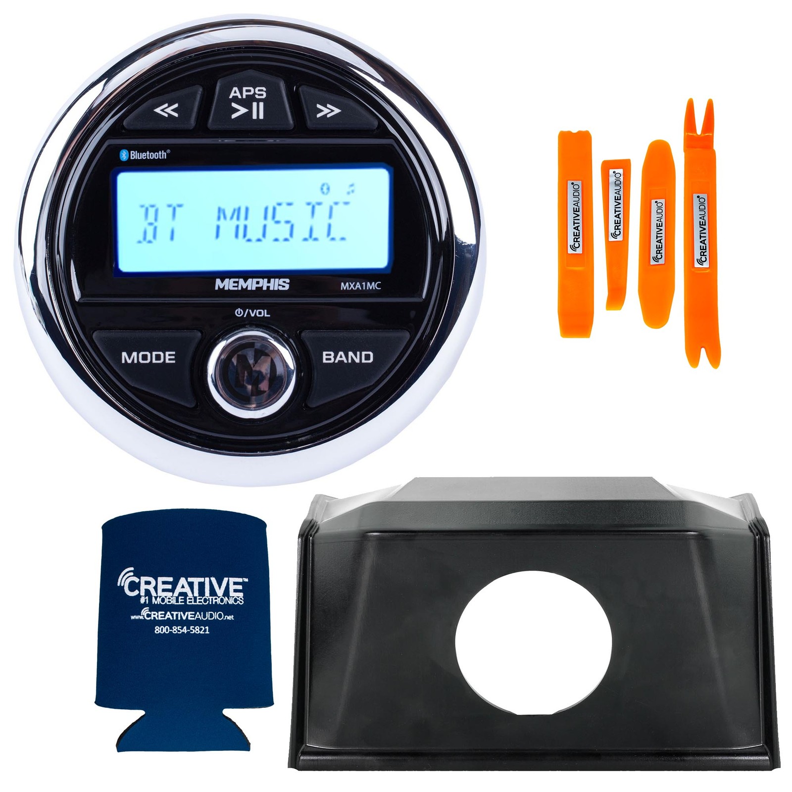 Memphis MXA1MC Gauge Style Media Center AM/FM/BT/AUX/USB With Stinger Dash Kit