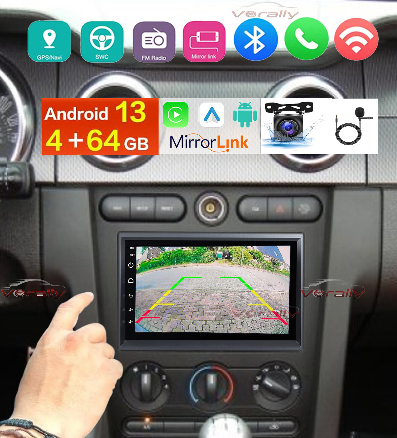 for Ford Mustang 2005-2009 Radio , 4+64G Android 13 , Apple CarPlay Android Auto