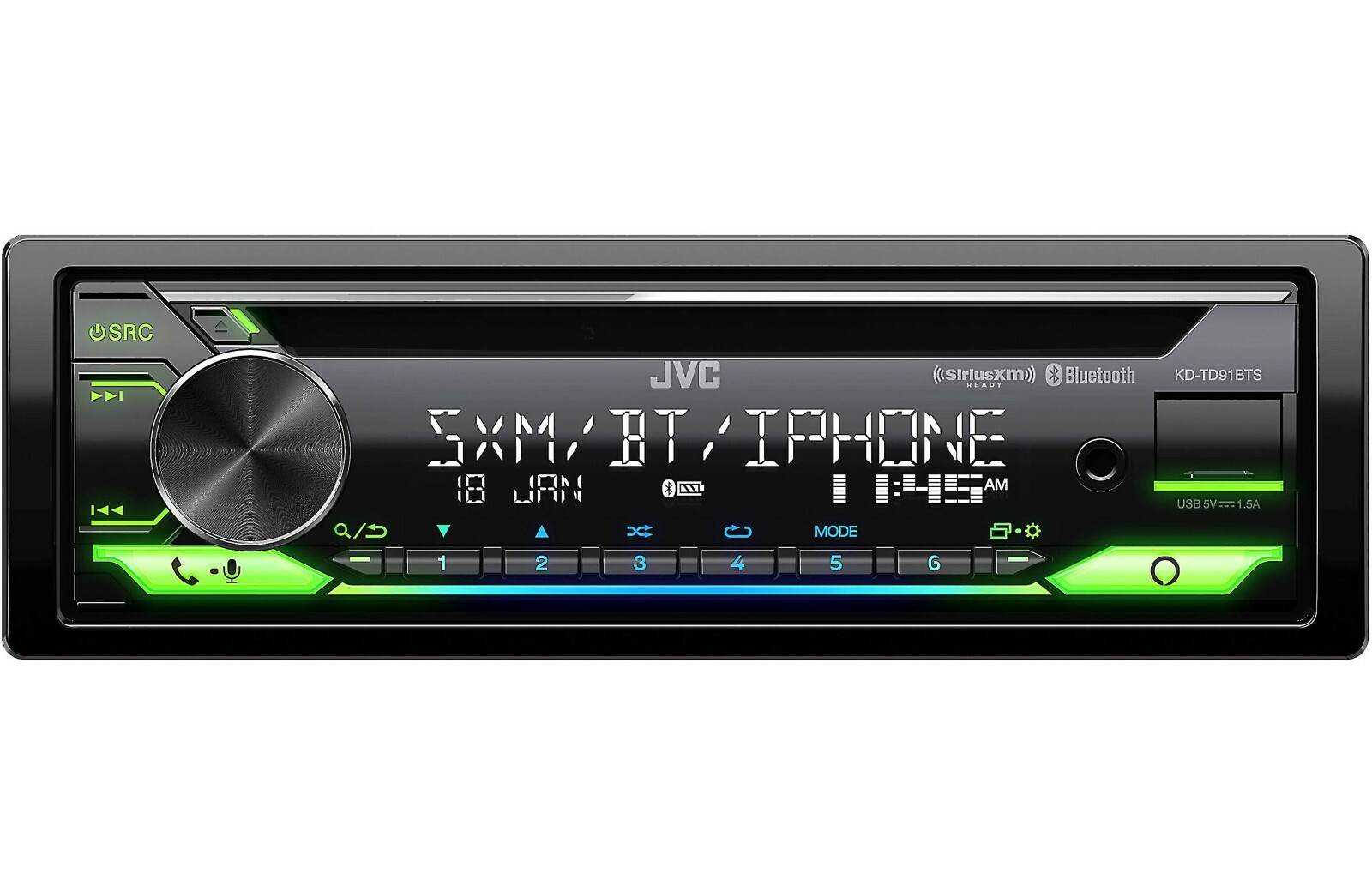 JVC KD-TD91BTS Bluetooth CD Player Android iPhone Alexa Pandora XM USB Aux AM FM