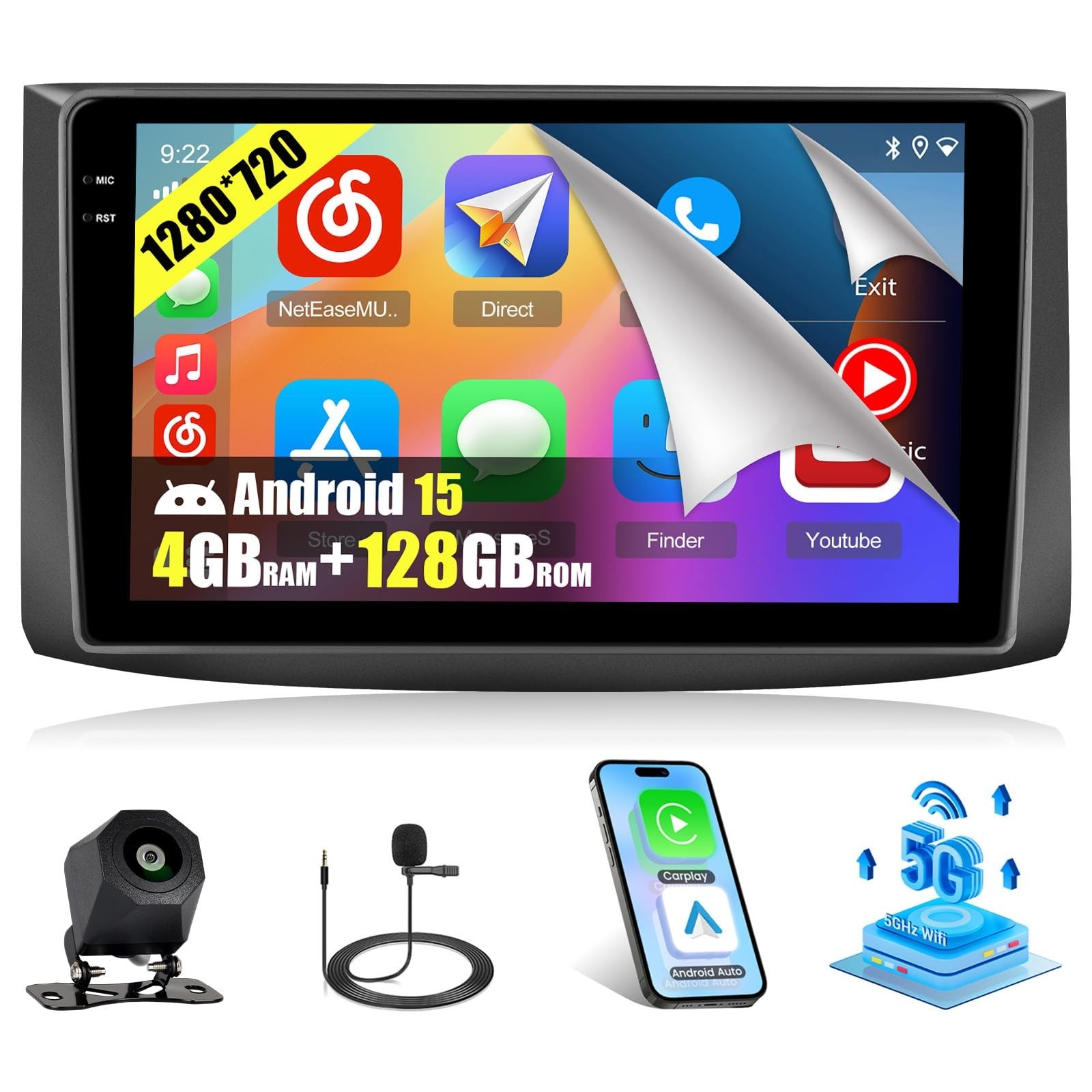 4+128G Radio for Chevrolet Aveo 2006-2012, 9″ Touch Screen for Aveo Bluetooth…