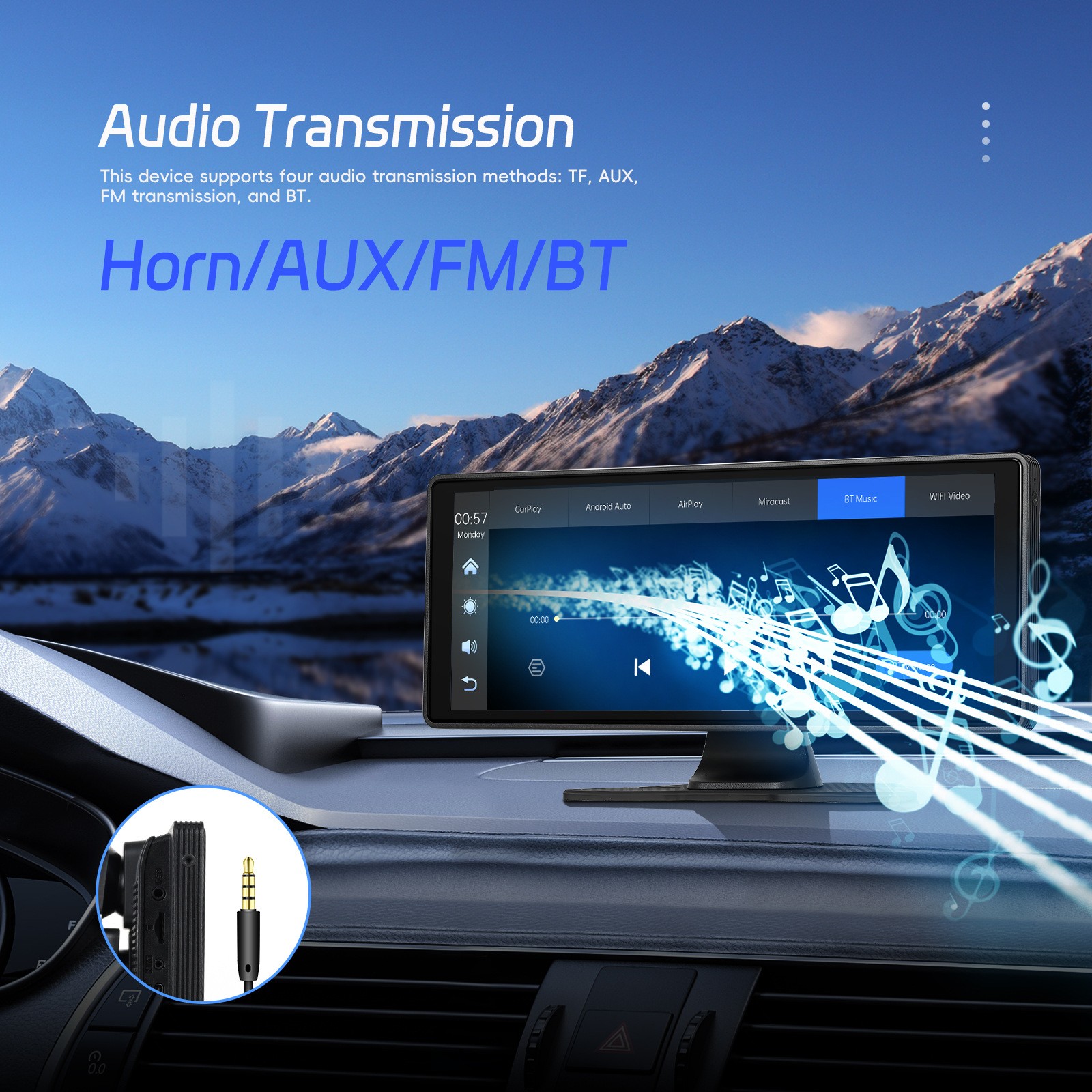 10.26″ IPS Touch Screen Car Radio Apple CarPlay Android Auto Portable Stereo+Cam
