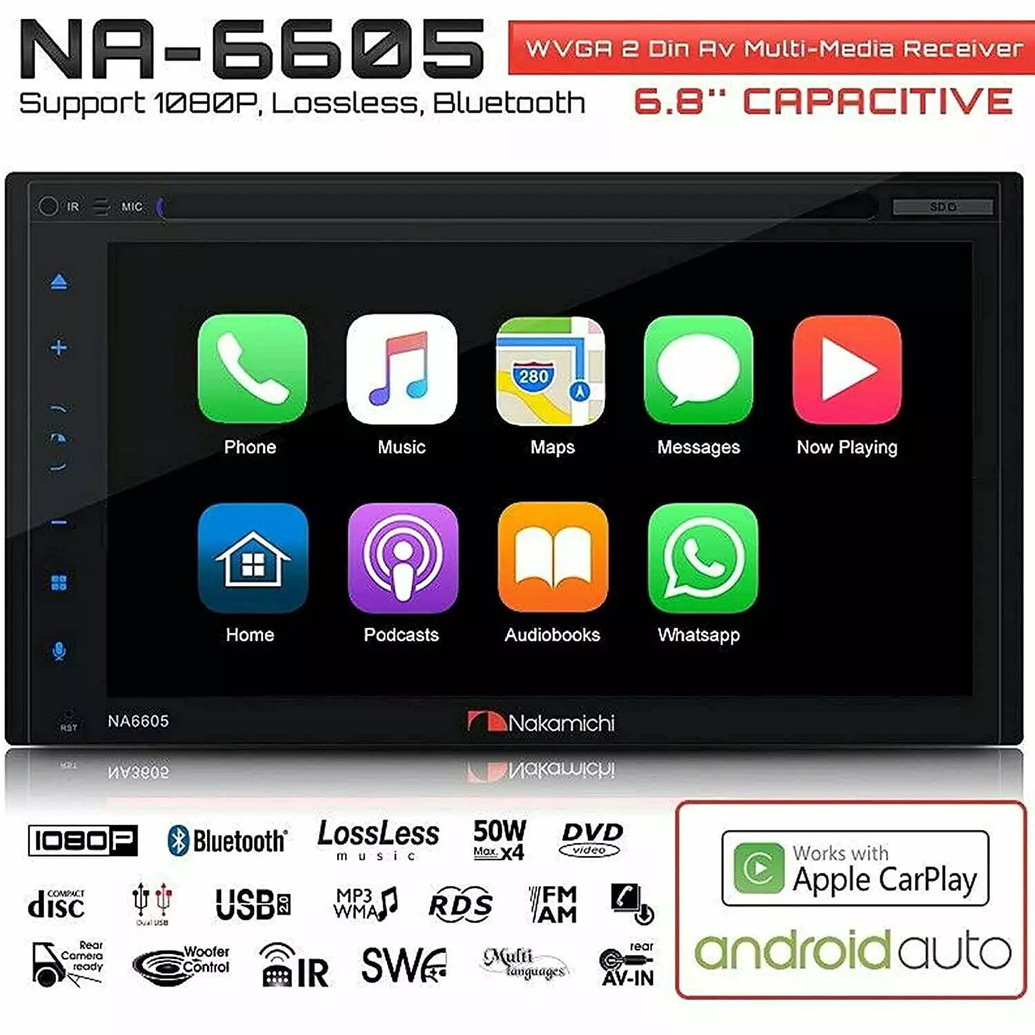 NAKAMICHI NA6605 Apple CarPlay Android Auto✅ CD DVD Eq Usb Bluetooth Touchscreen