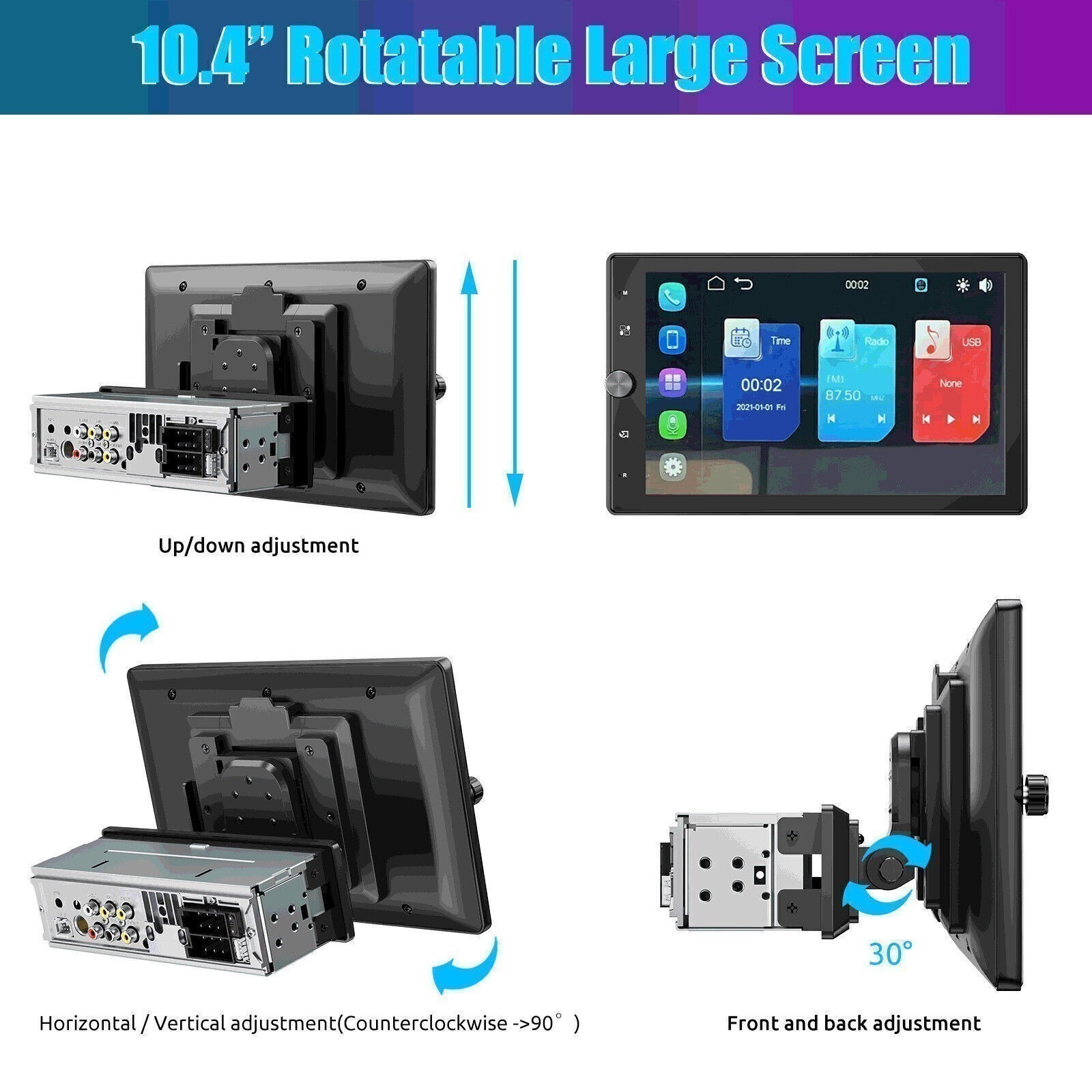 Single Din 10″ Touch Screen Car Stereo Radio Apple/Android Carplay Head Unit CAM