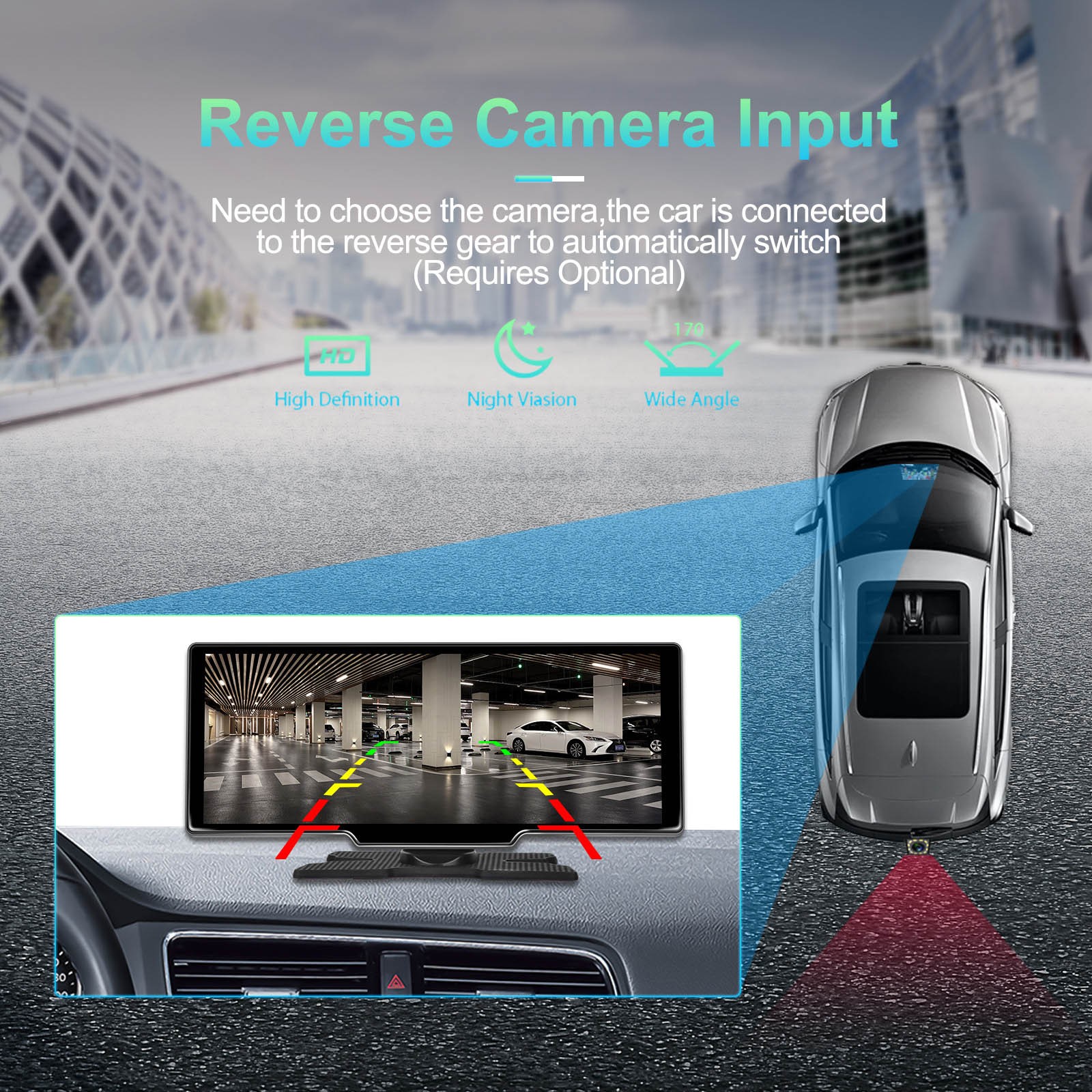 10.26″ Portable Bluetooth Car Navigation Carplay Wireless Car Radio + AHD Camera