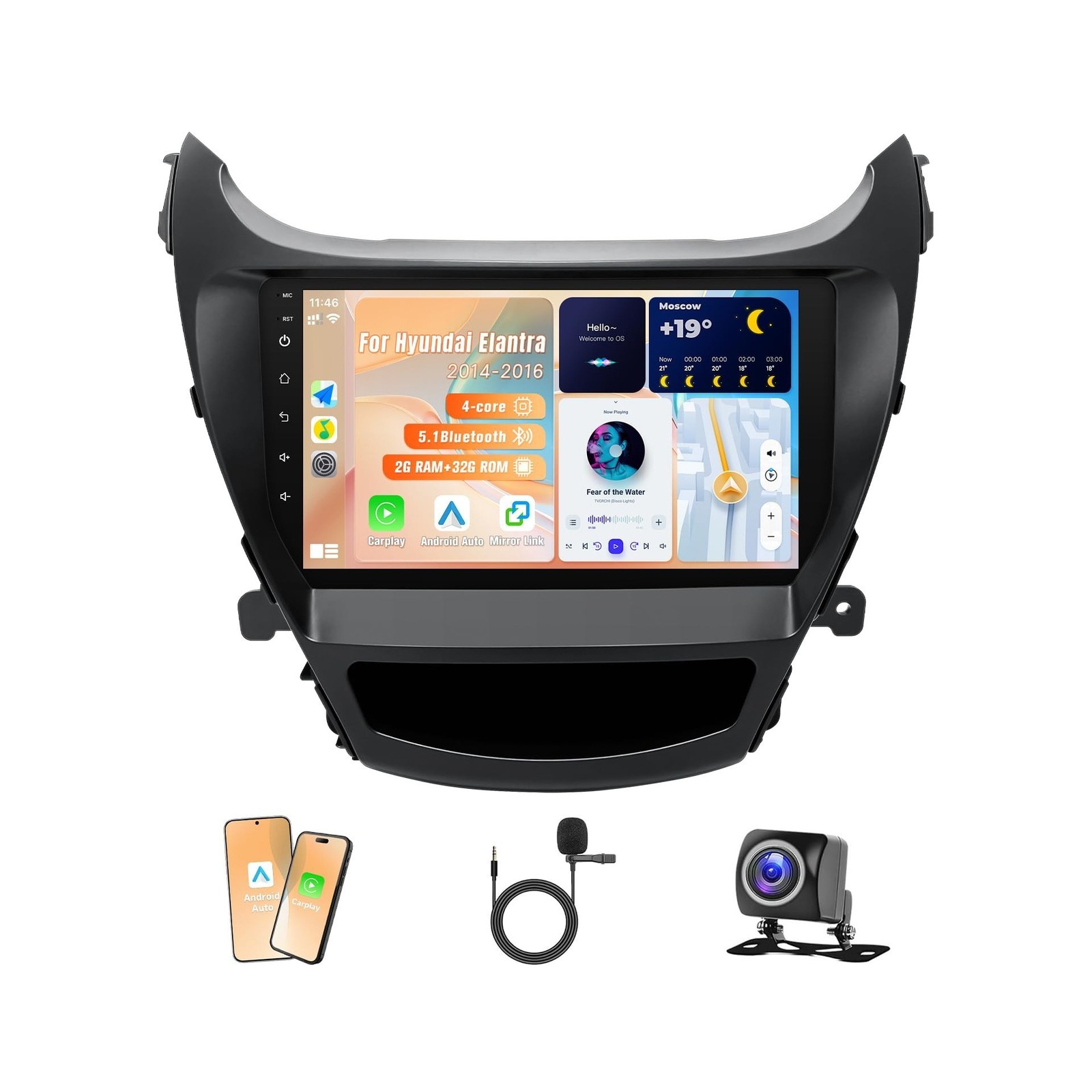 Android 12 Car Radio for Hyundai Elantra 2014 2015 2016 with CarPlay Android …