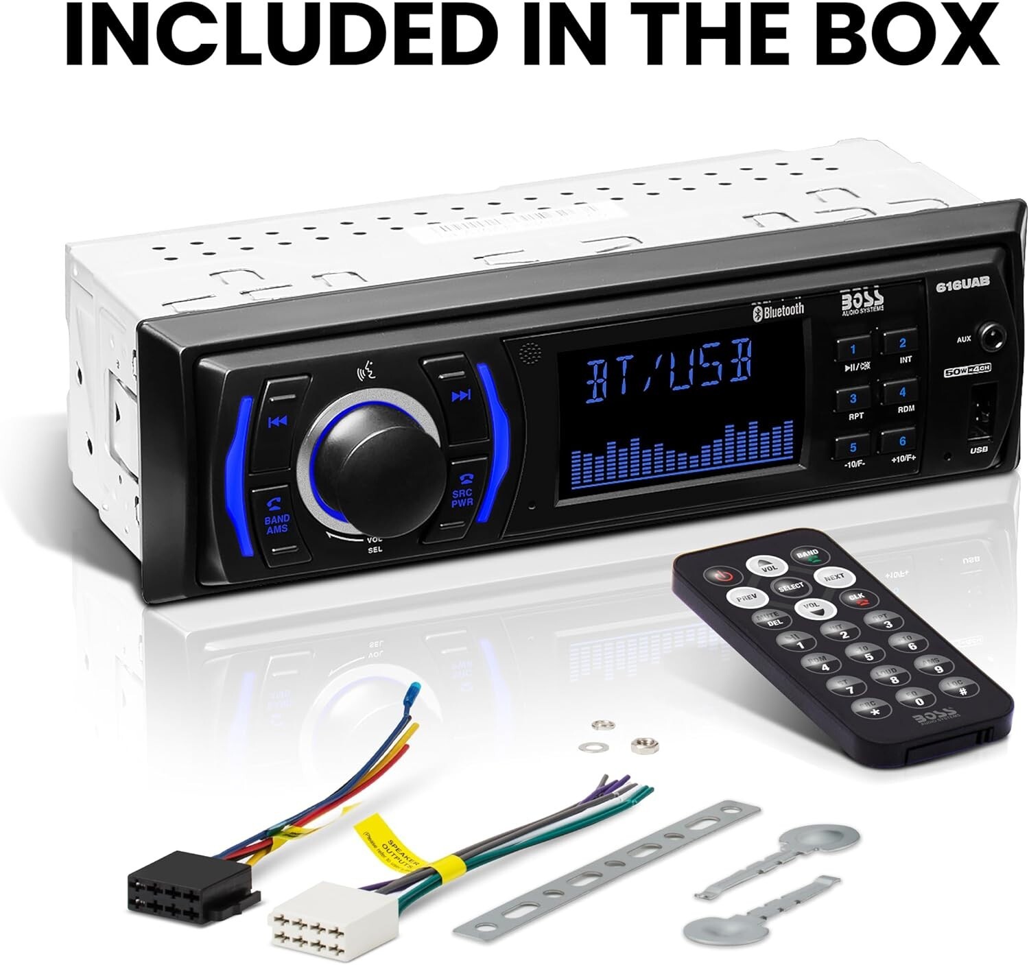 Bluetooth Audio AUX BOSS Audio Systems 616UAB Multimedia Car Stereo -Single Din