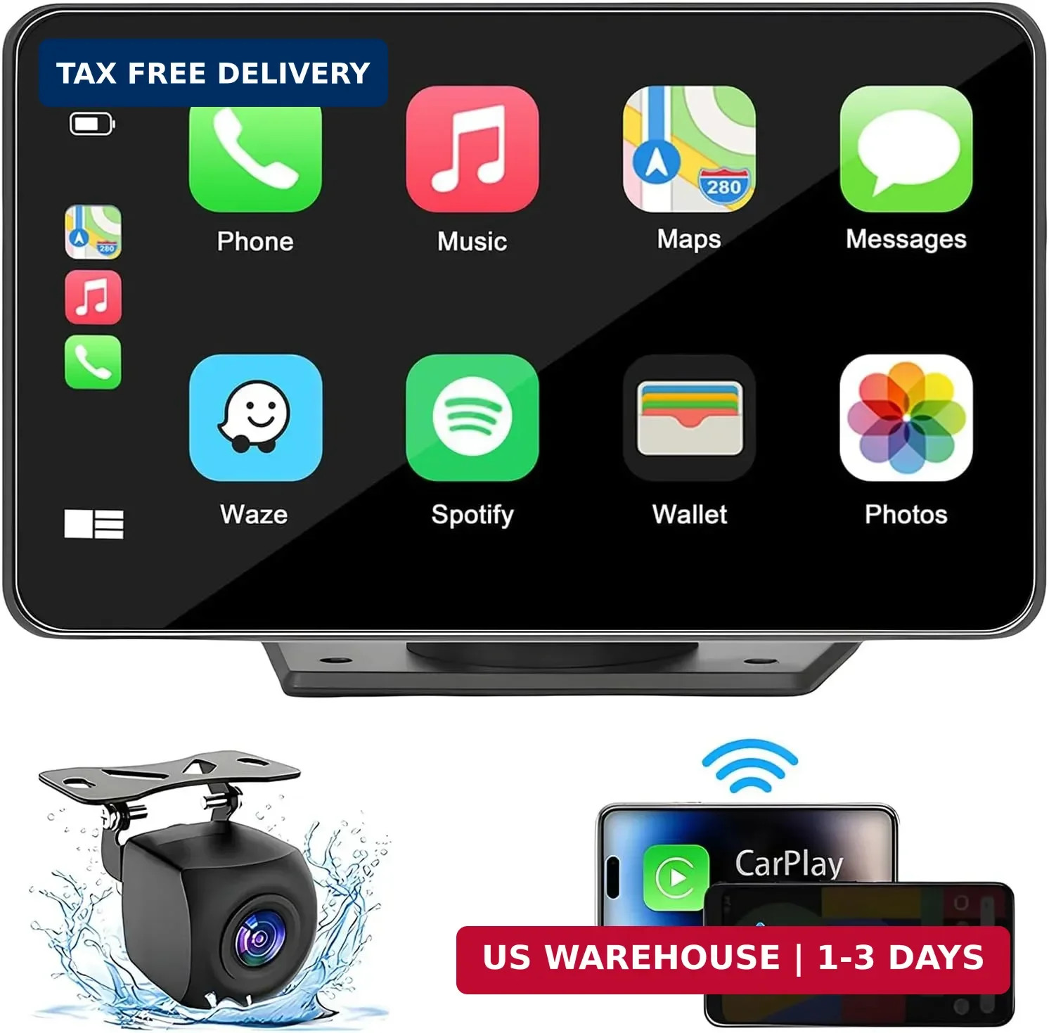 7″ Equipo de sonido para coche de doble DIN con pantalla táctil inalámbrica FAST