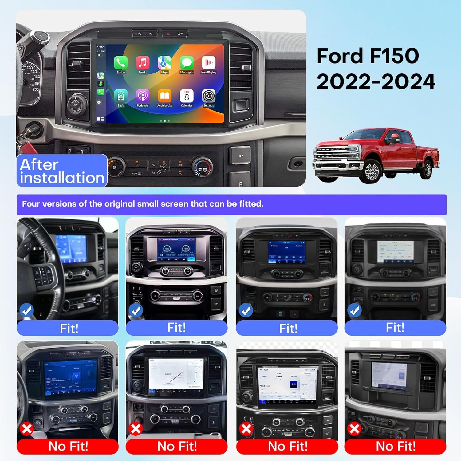 13.1” Car Radio Stereo GPS Carplay Android Auto For Ford F150 2022-2024 64GB