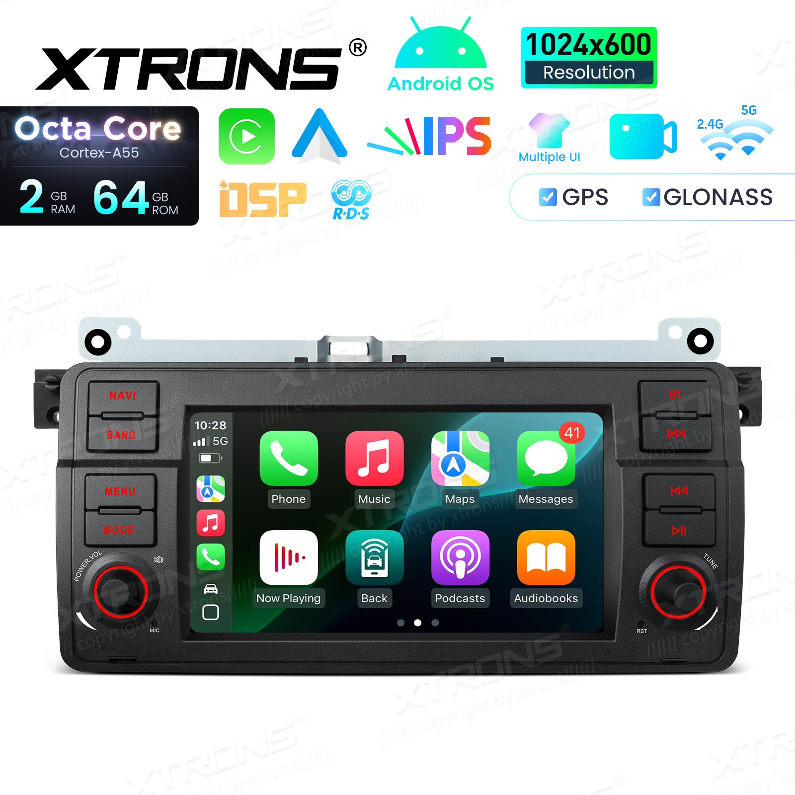 for BMW E46 325i 330i Android 14 Car Radio 7″ IPS Octa Core Wireless CarPlay 64G
