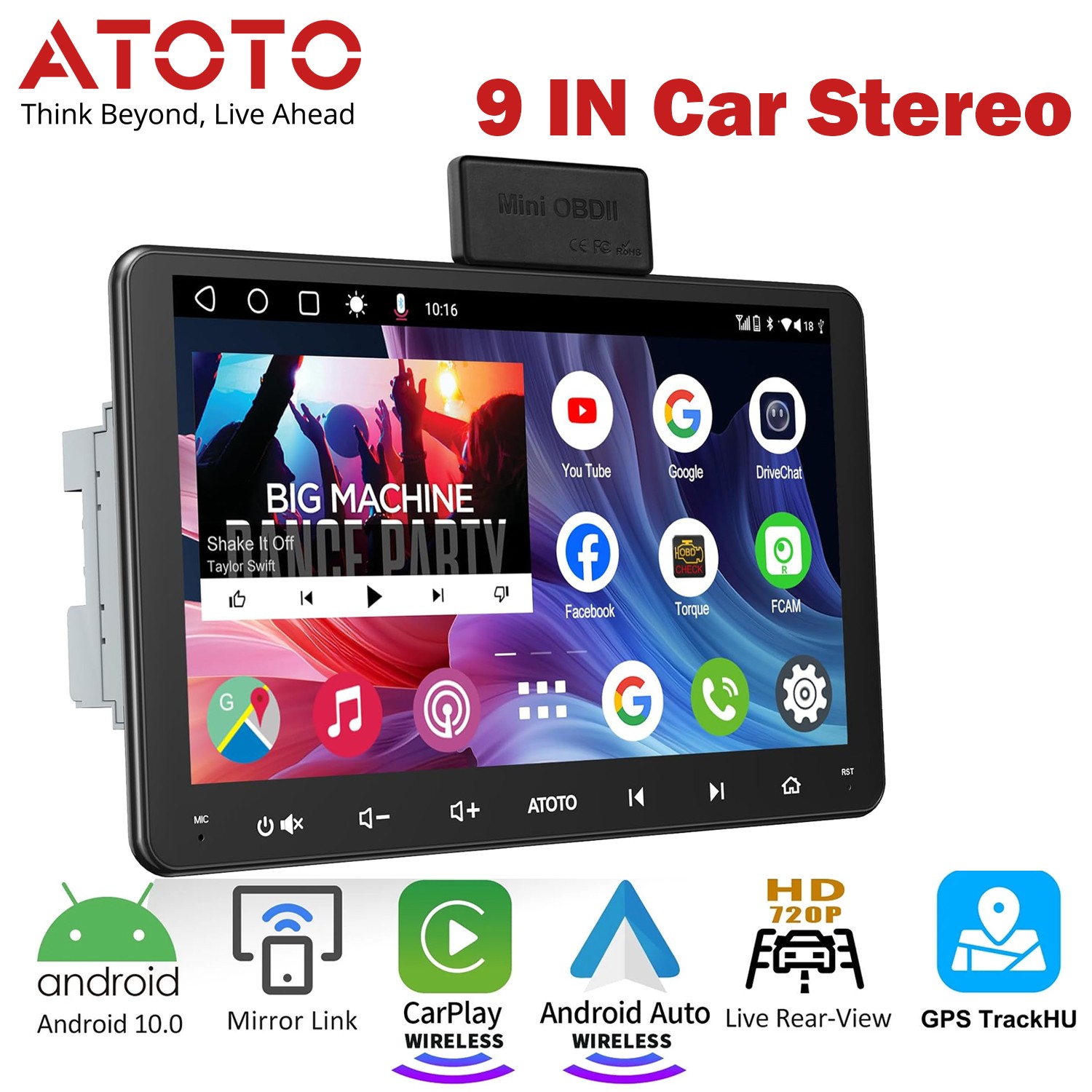 ATOTO A6 PF 9” 2 DIN Car Audio Receiver Wireless CarPlay Android Auto /AM FM