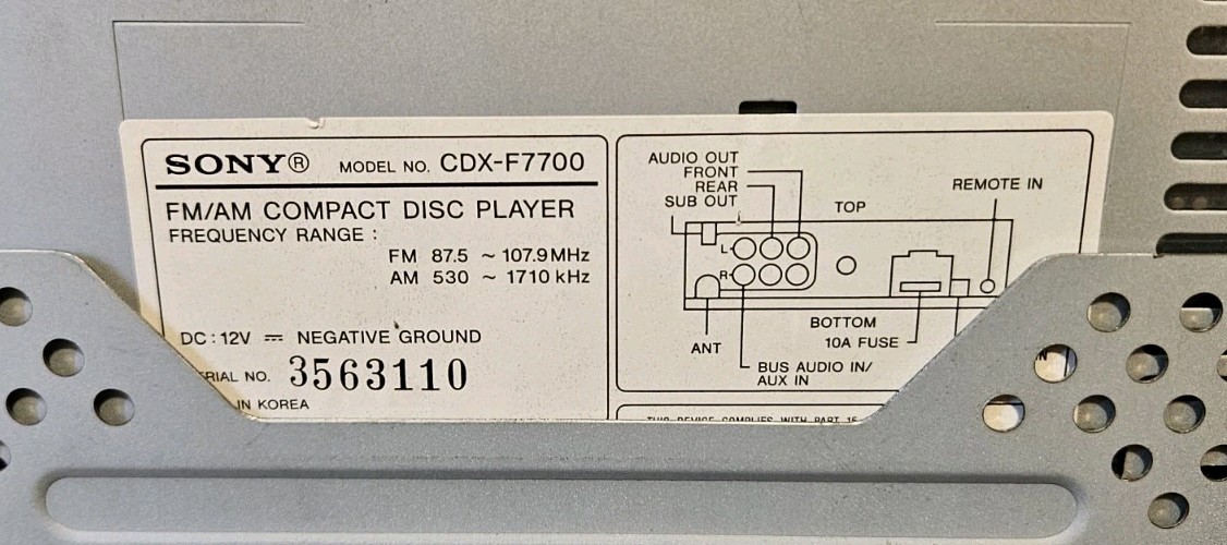 Sony CDX-F7700 Drive-S MP3 Car Stereo CD Player AM FM Radio AUX Xplod – 52w X 4