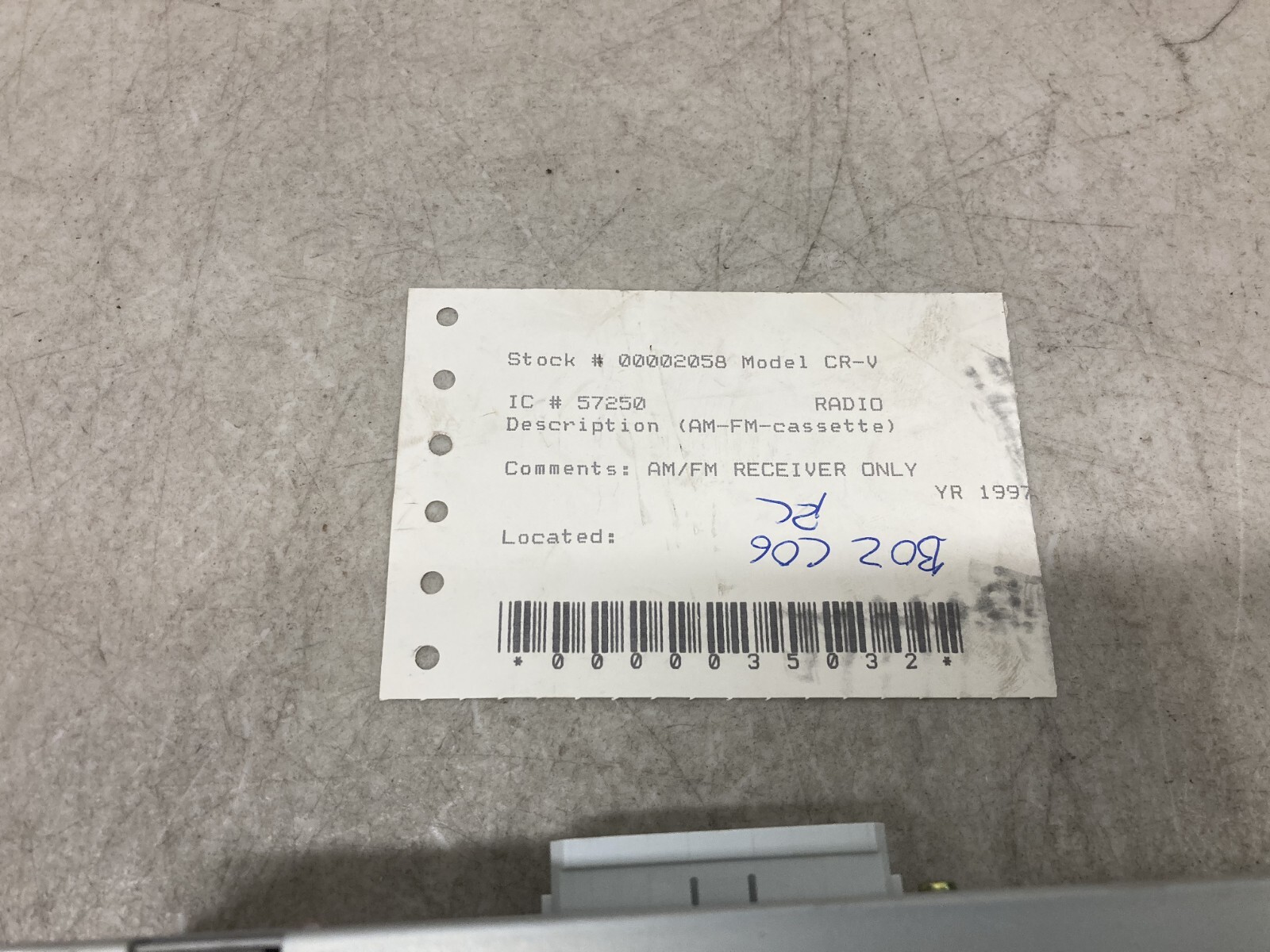 Honda crv CR-V AM FM Radio Stereo OEM 39100-S10-A110-M1