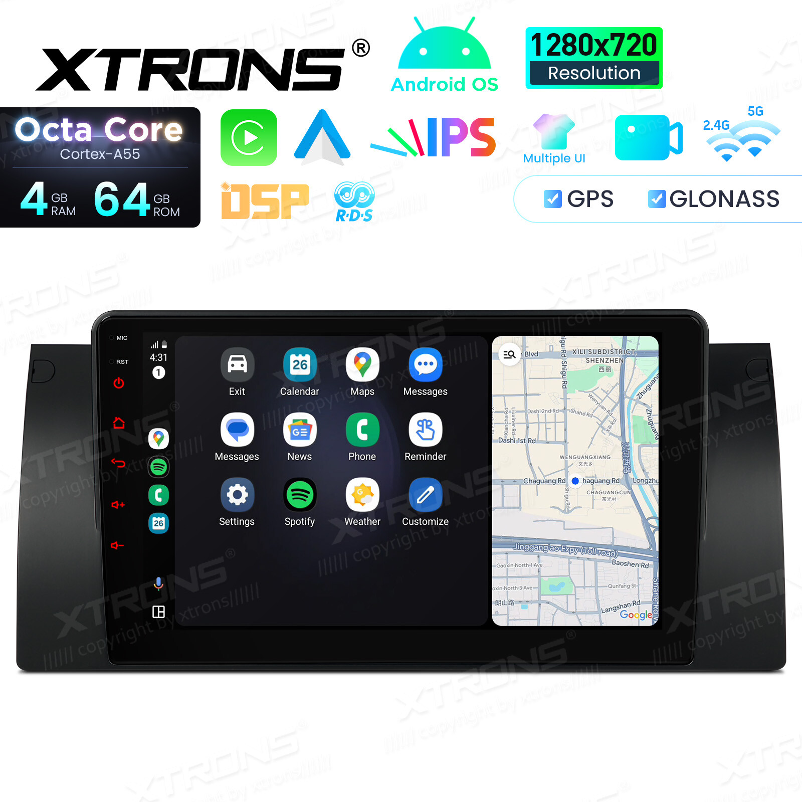 For BMW X5 E53 Car Stereo Radio GPS Navi 9″ IPS Android 13 Qcta-Core 2+32GB