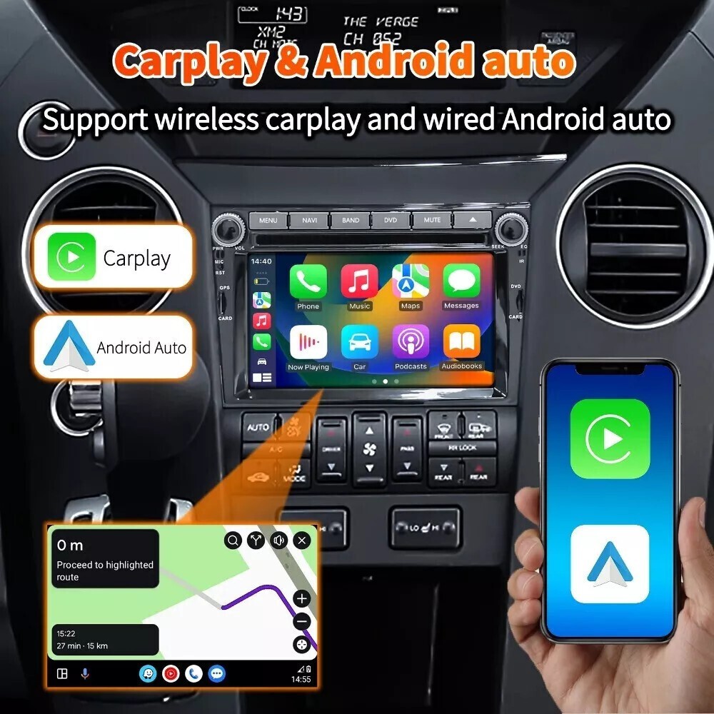 6.2″ For 2009-2013 Honda Pilot Android Car Stereo Radio Carplay GPS Navi 64GB