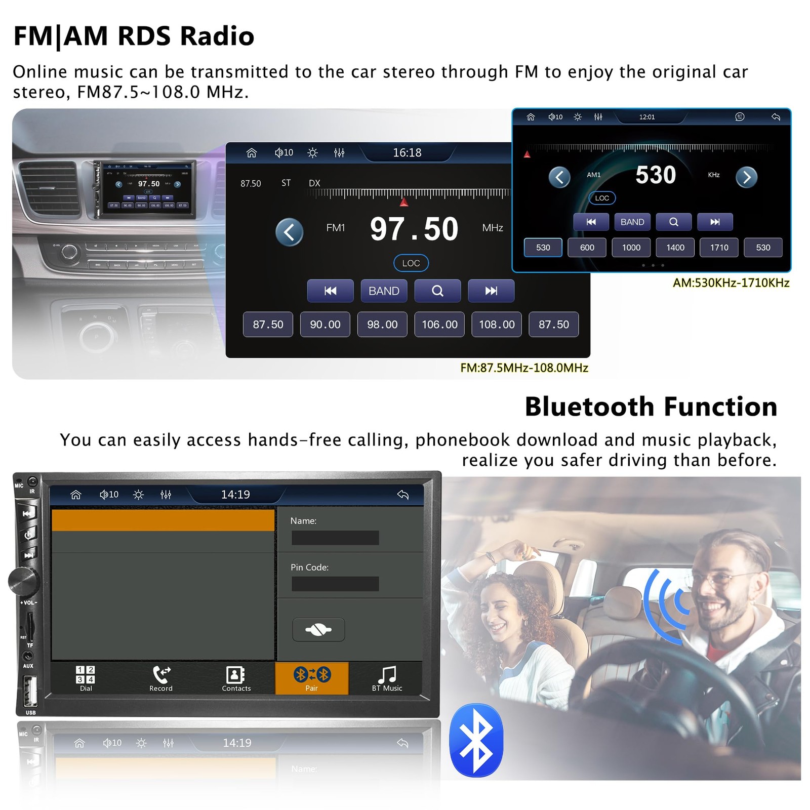 Estereo De Doble Din Với Carplay Inalambrico Y Camara A Prueba De Agua