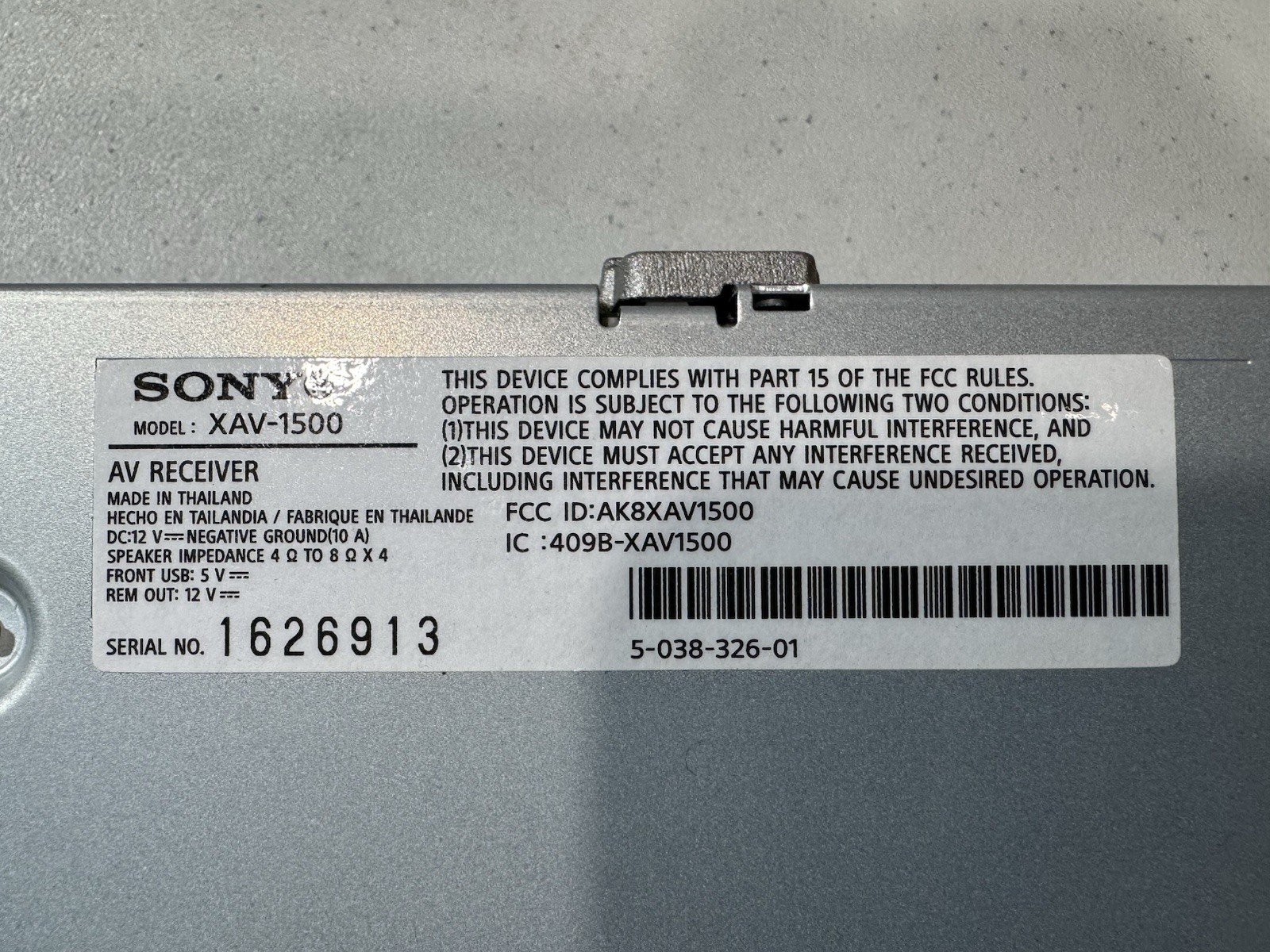 Sony XAV-1500 6.2” 55W Touch Screen Digital Receiver