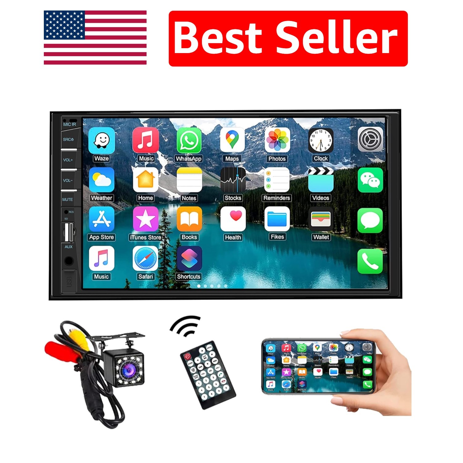Advanced Double Din Car Radio 7-Inch Touchscreen with FM, USB & Mirror Link