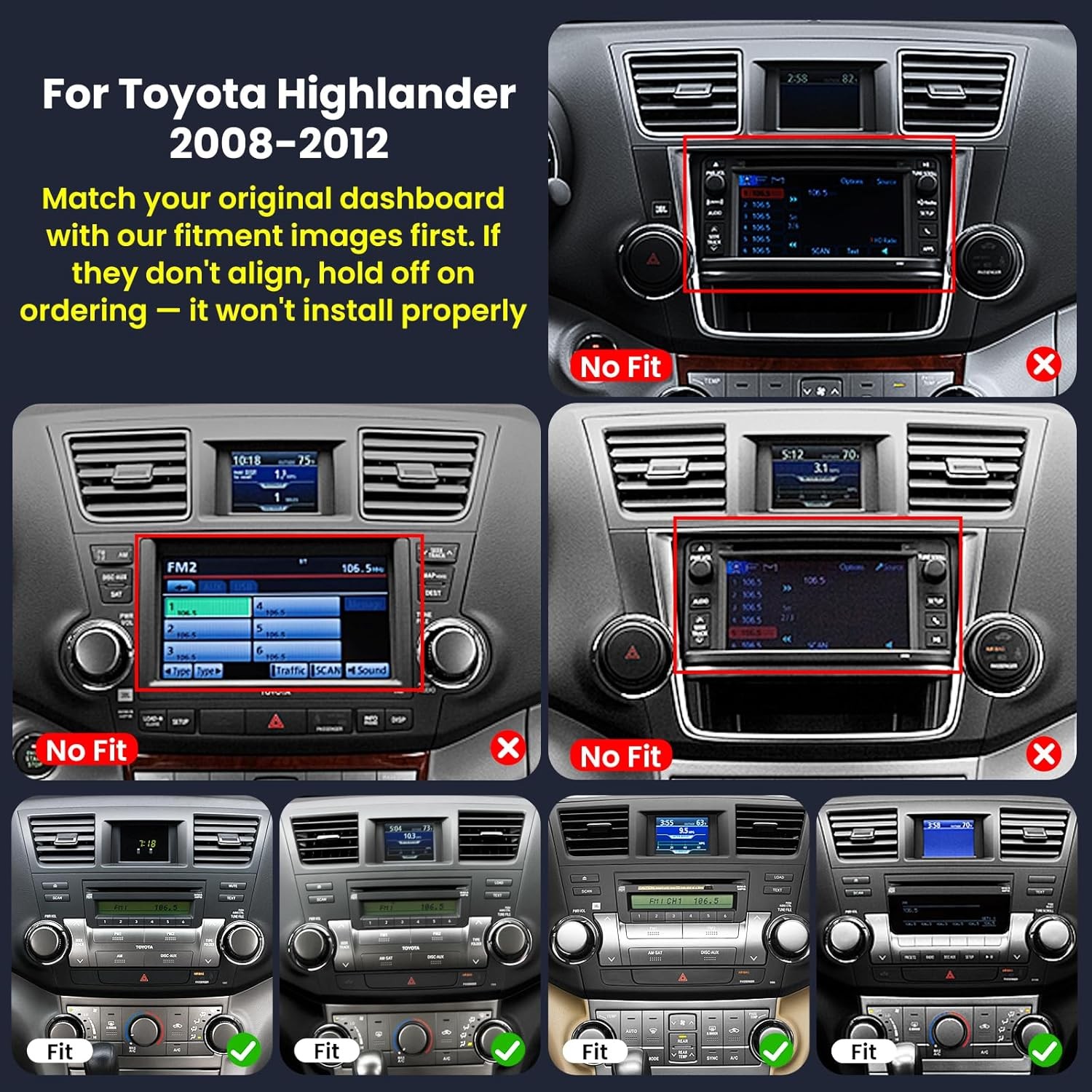 1280*800 CarPlay For 2008 2010 2012 Toyota Highlander Car Radio Stereo GPS 64G
