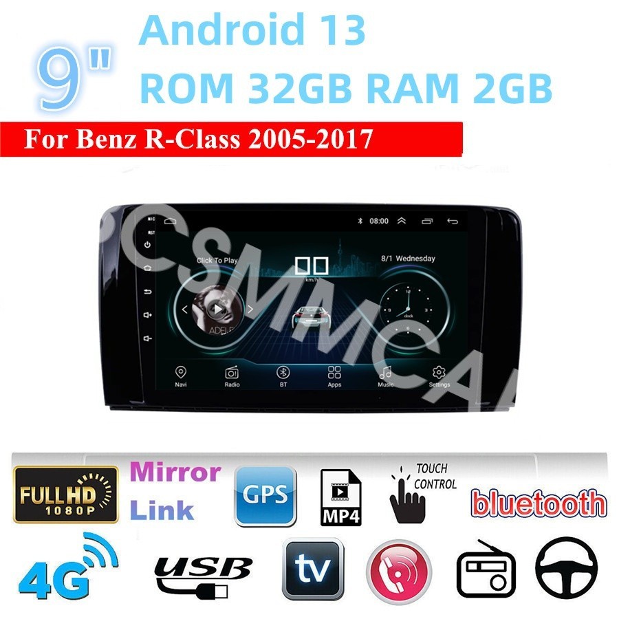 Single Din 9″ Touch Screen Car Stereo Bluetooth Radio Unit Android 13 Carplay