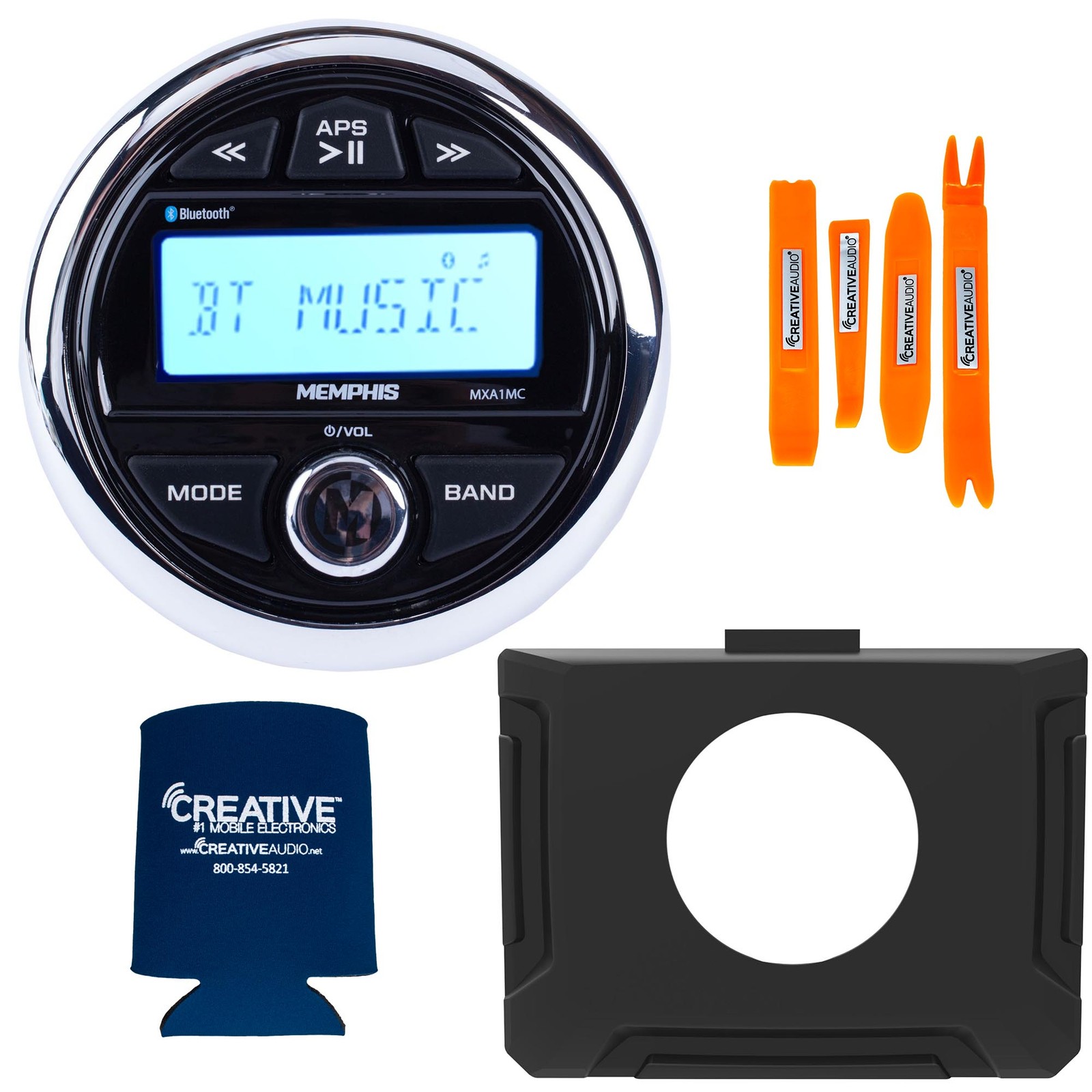 Memphis MXA1MC Gauge Style Media Center AM/FM/BT/AUX/USB With Stinger Dash Kit