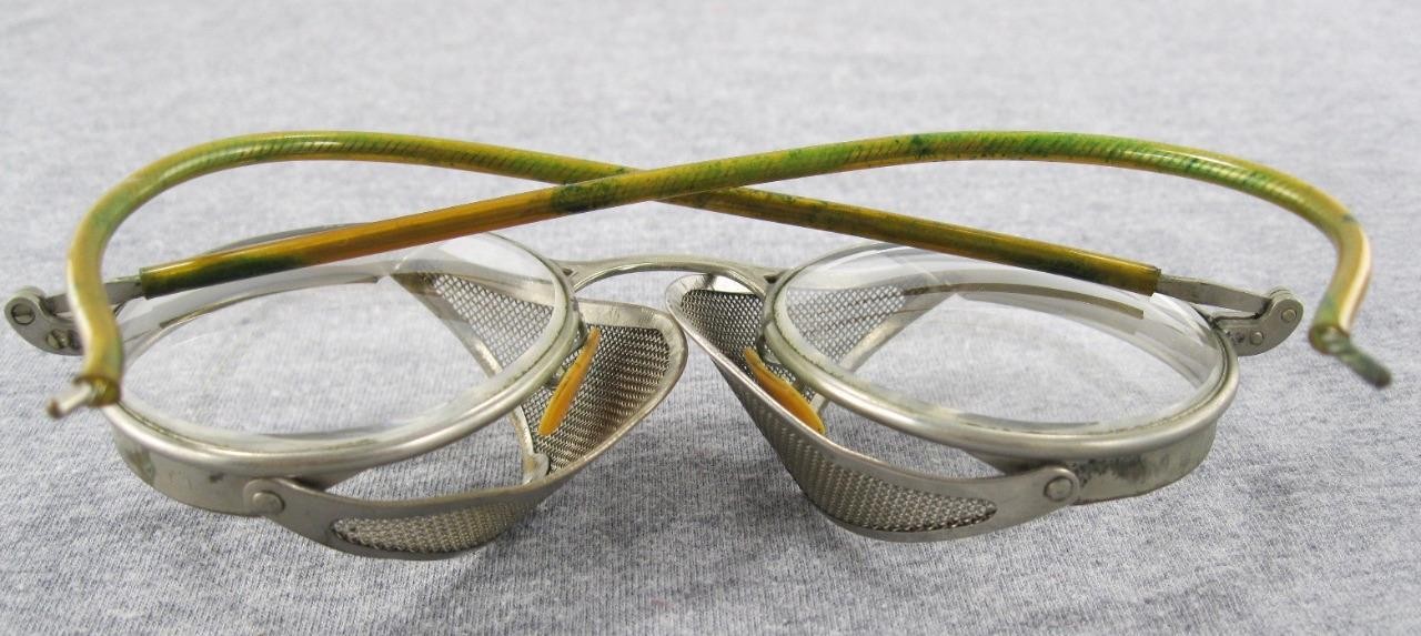 Vintage Pioneer Safety Glasses Wire Biker Motorcycle Steampunk w/ Metal Case