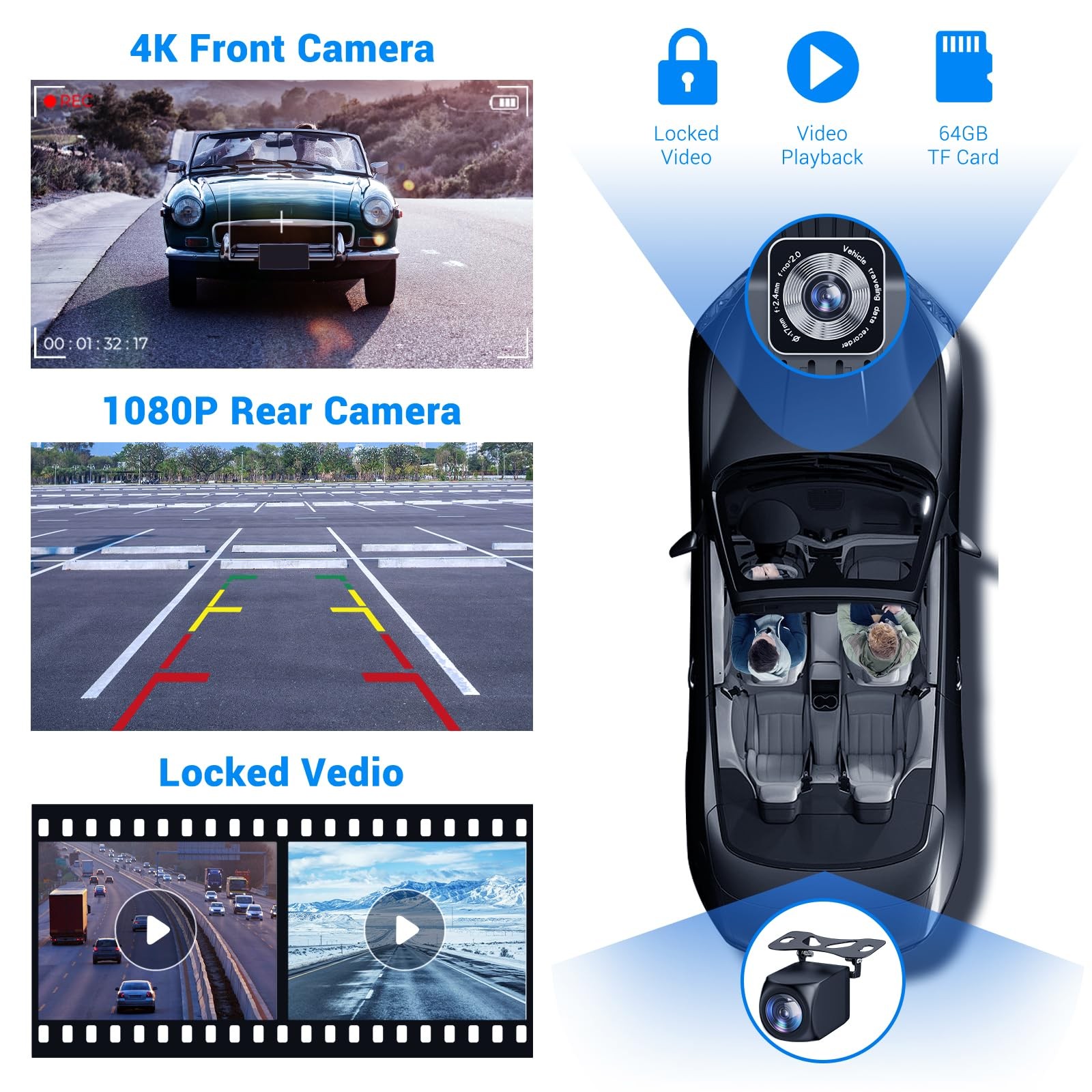 Wireless Apple Carplay Screen for Car 4K Dash Cam, 9″ Portable Apple Carplay …