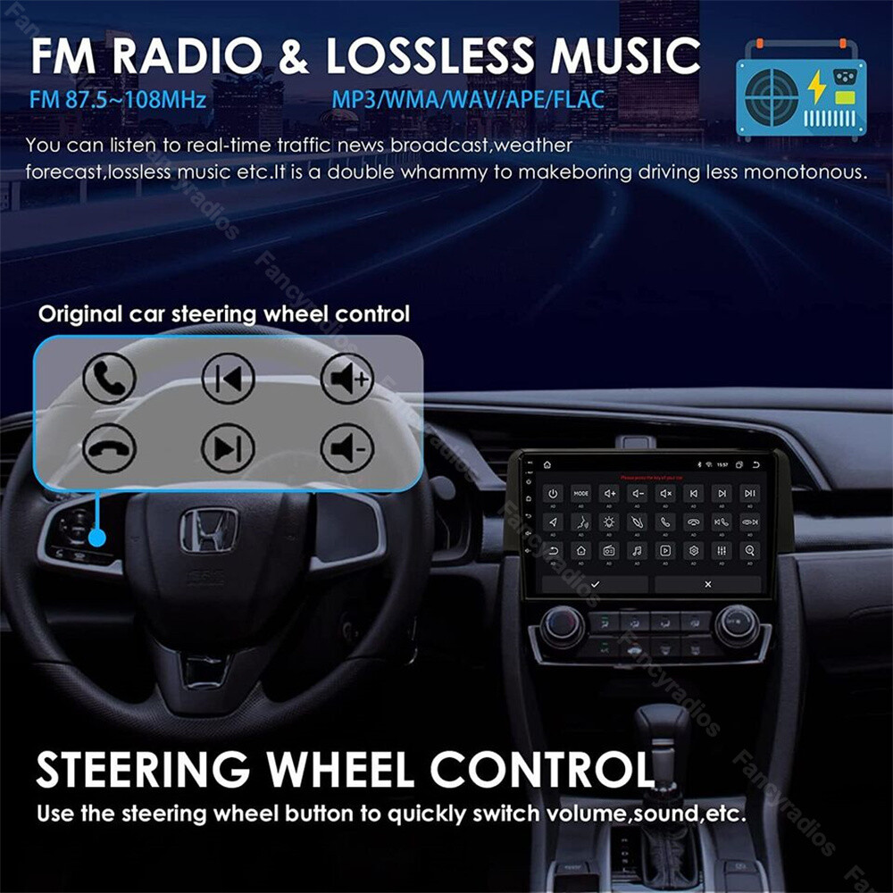 Android 12.0 For Honda Civic 2016-2020 2+32GB GPS Navi WIFI Car Stereo Radio BT