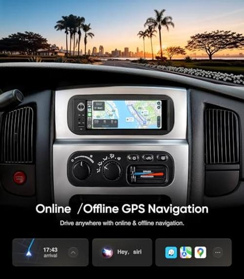 6.36″ Single Din Car Stereo with CarPlay and Android Auto, Universal Old Car